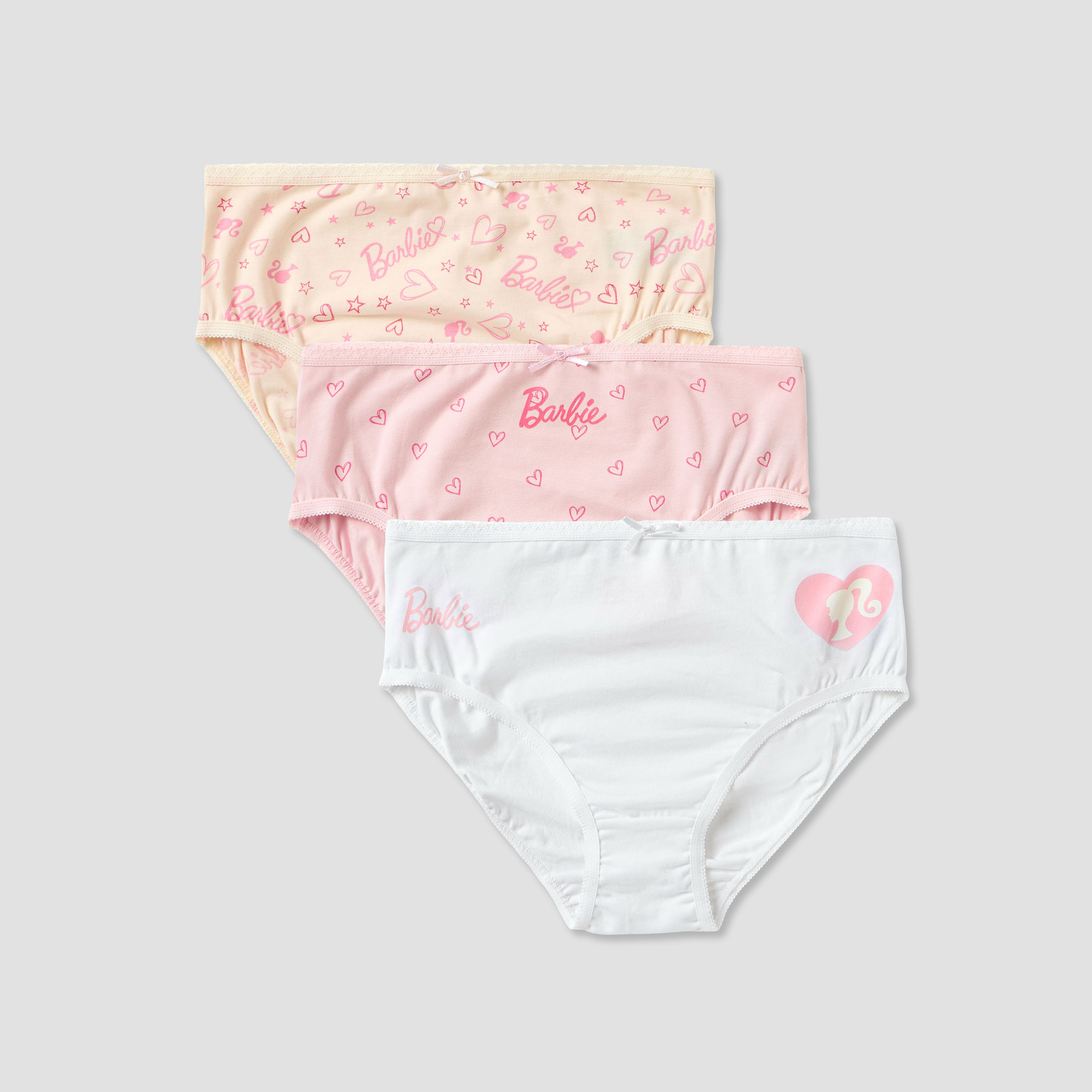 Pack of 3 Cotton Briefs with Barbie Print-girls-clothing-innerwear-panties-image-1