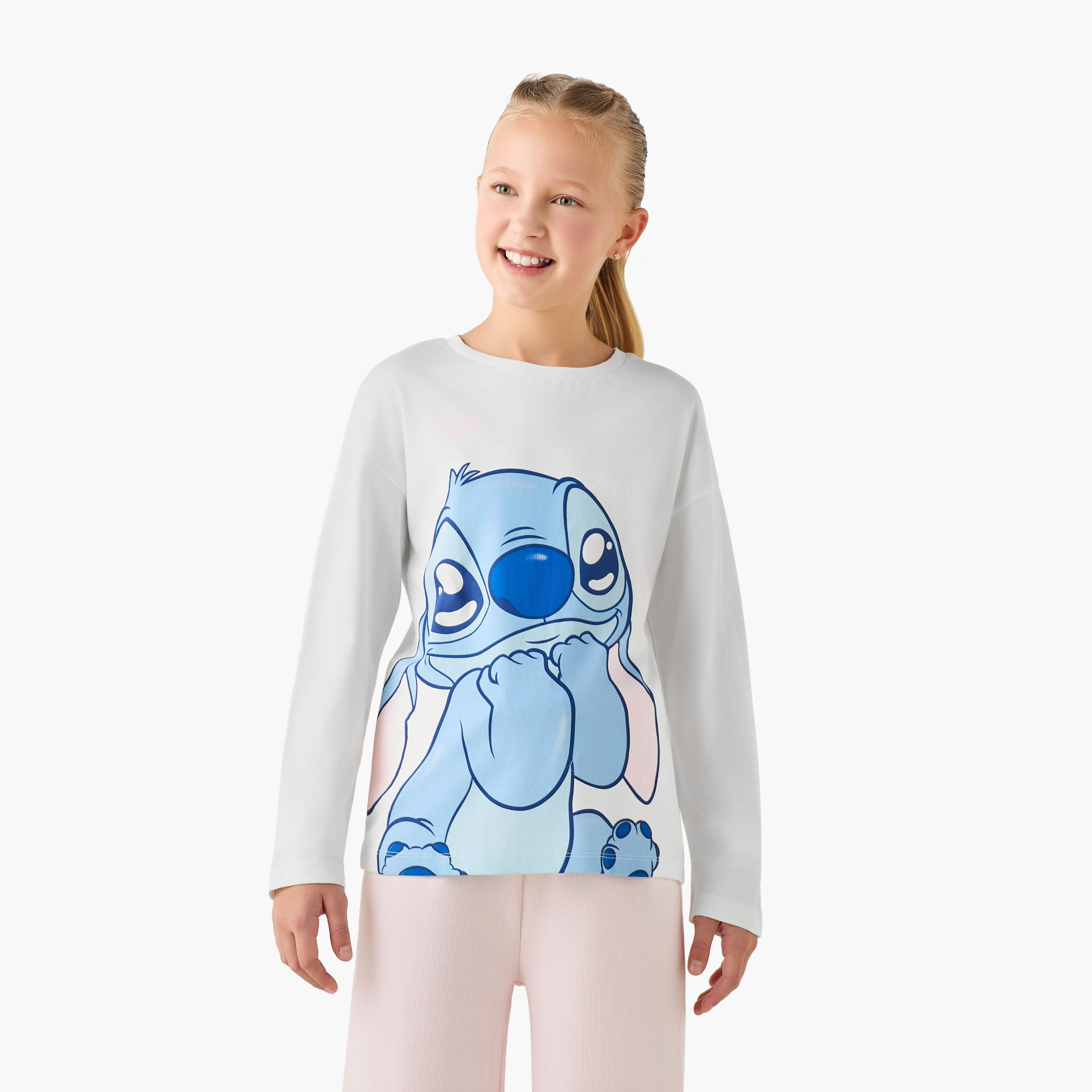 Stitch Print Pyjama Set-girls-clothing-nightwear-image-2