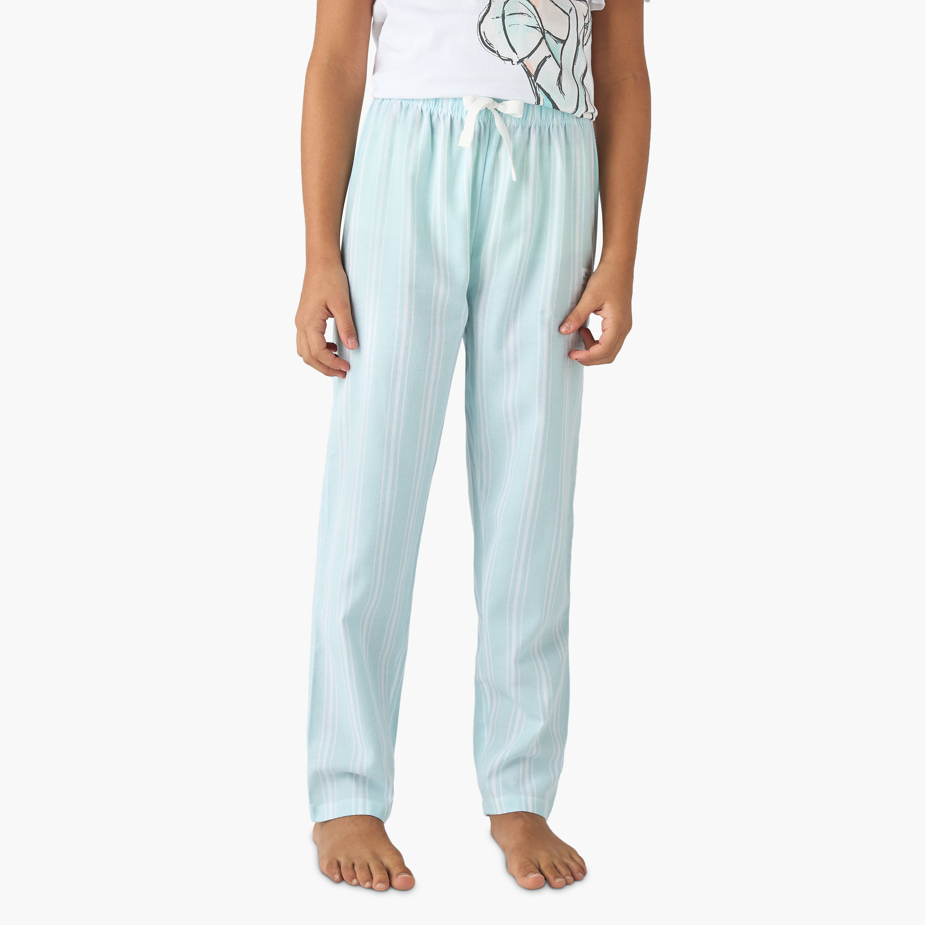 Disney Cinderella Print T-shirt and Striped Pyjama Set-girls-clothing-nightwear-image-3