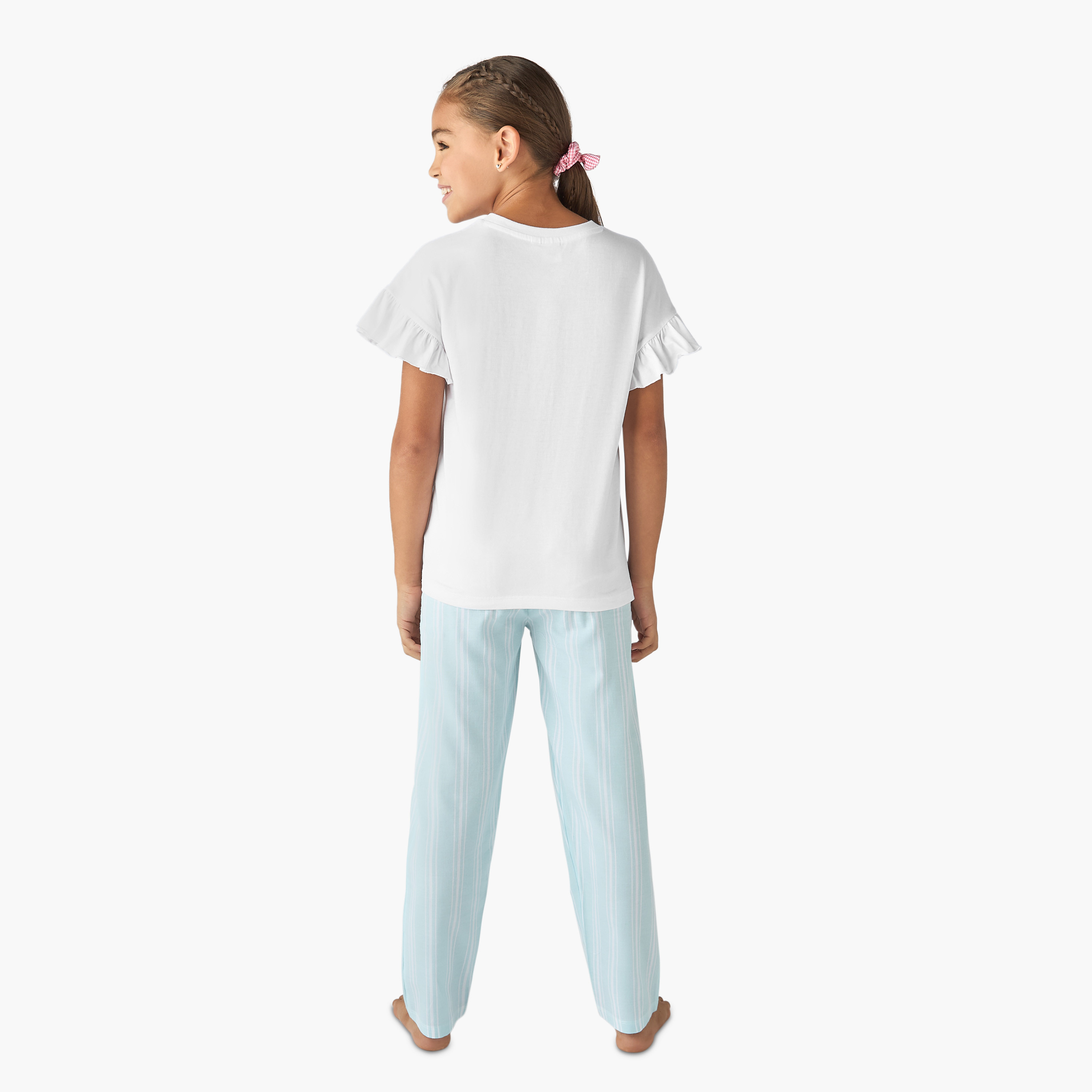 Disney Cinderella Print T-shirt and Striped Pyjama Set-girls-clothing-nightwear-image-4