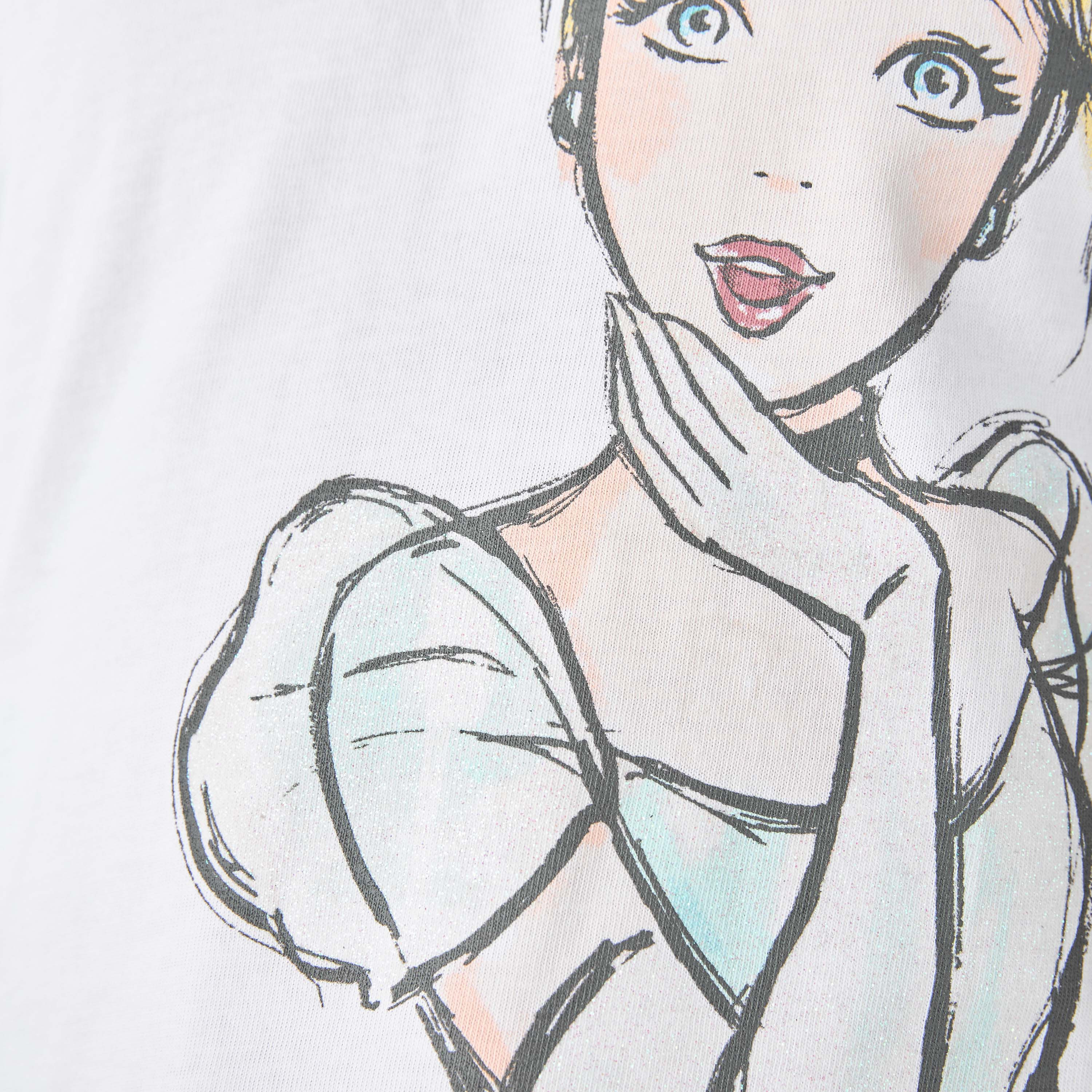 Disney Cinderella Print T-shirt and Striped Pyjama Set-girls-clothing-nightwear-image-6