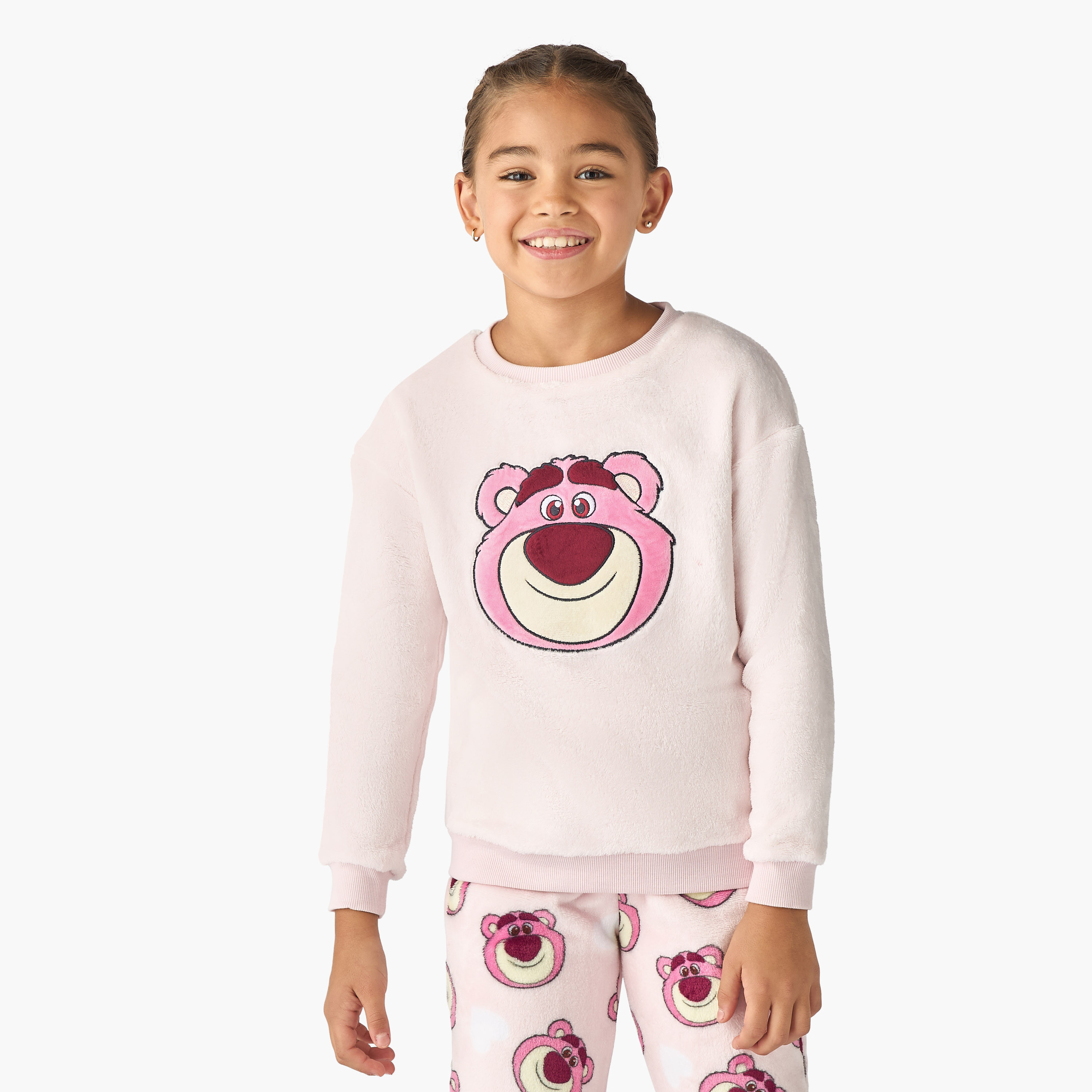 Disney Lotso Textured T-shirt and Pyjama Set-girls-clothing-winterwear-pyjamasets-image-2