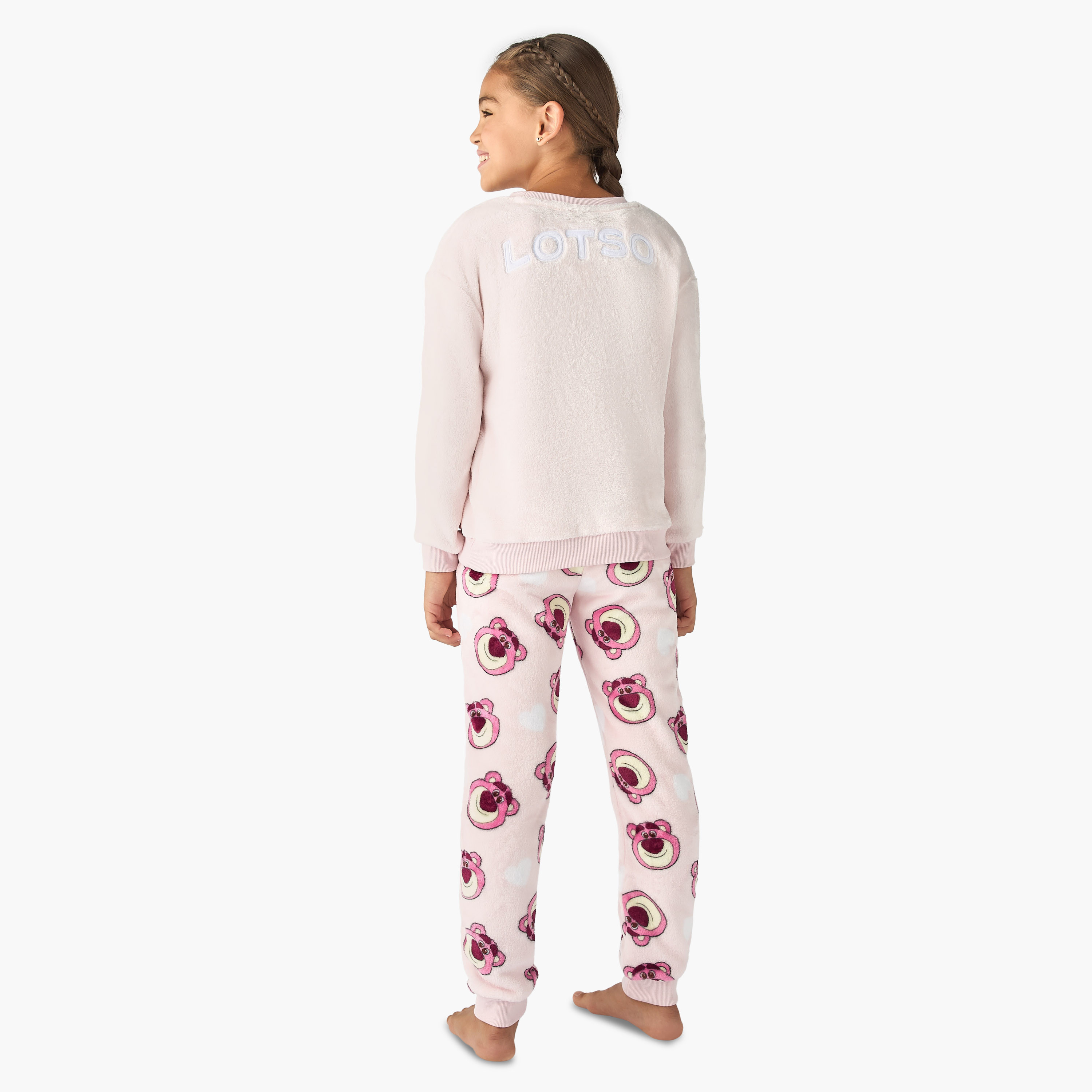 Disney Lotso Textured T-shirt and Pyjama Set-girls-clothing-winterwear-pyjamasets-image-4