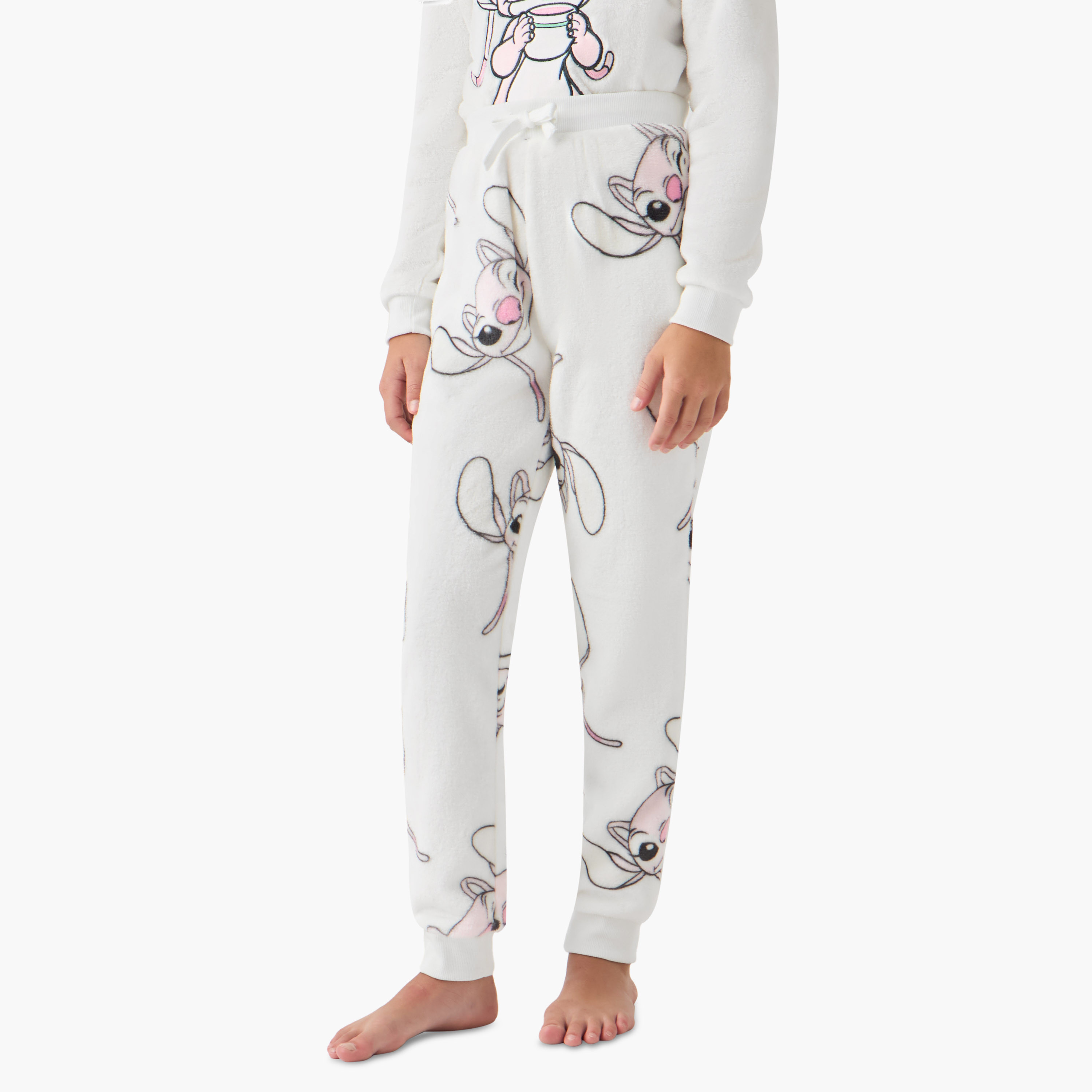 Disney Girls Pyjama Set with Angel Print - Polyester Blend - Long Sleeve - Round Neck-girls-clothing-nightwear-image-3