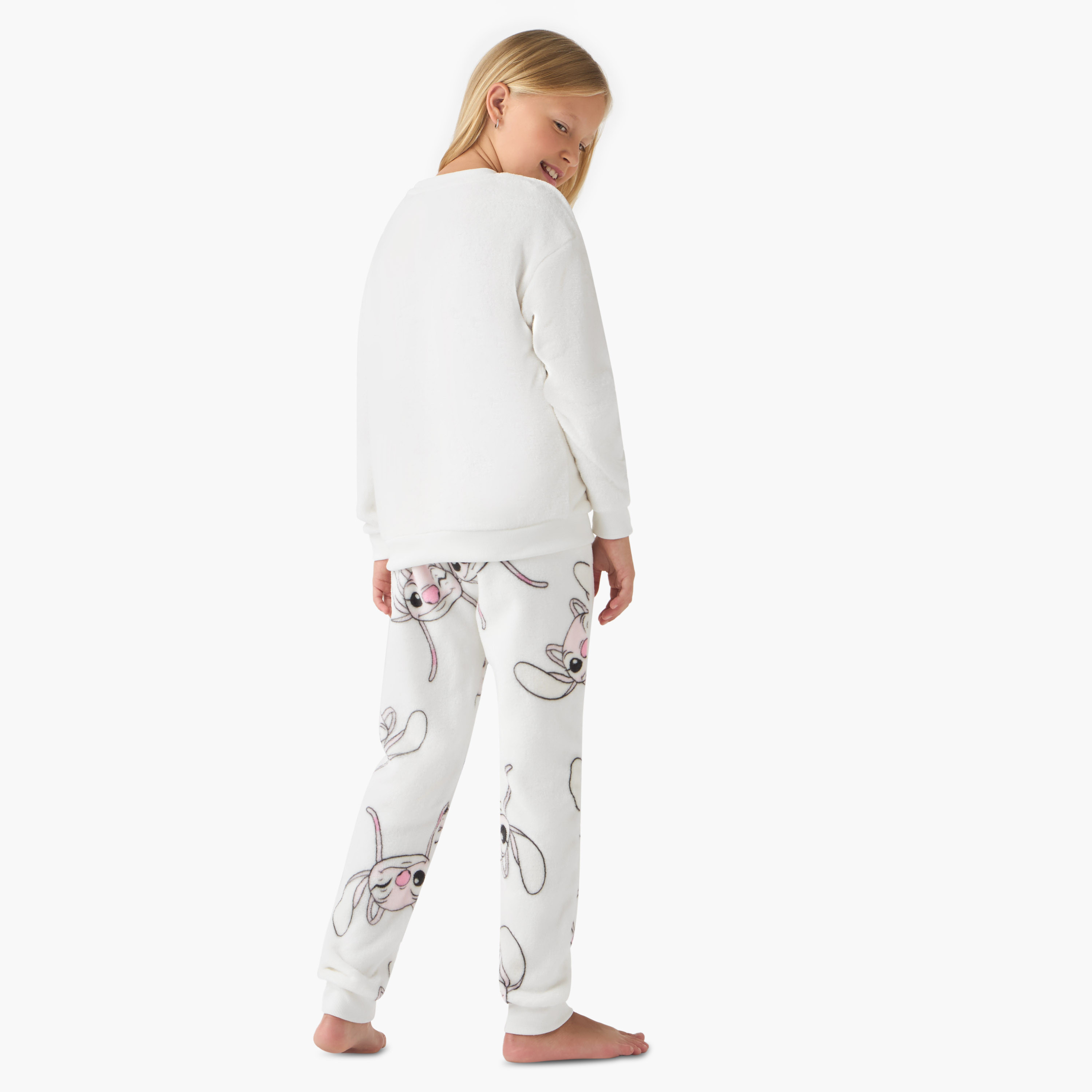 Disney Girls Pyjama Set with Angel Print - Polyester Blend - Long Sleeve - Round Neck-girls-clothing-nightwear-image-4