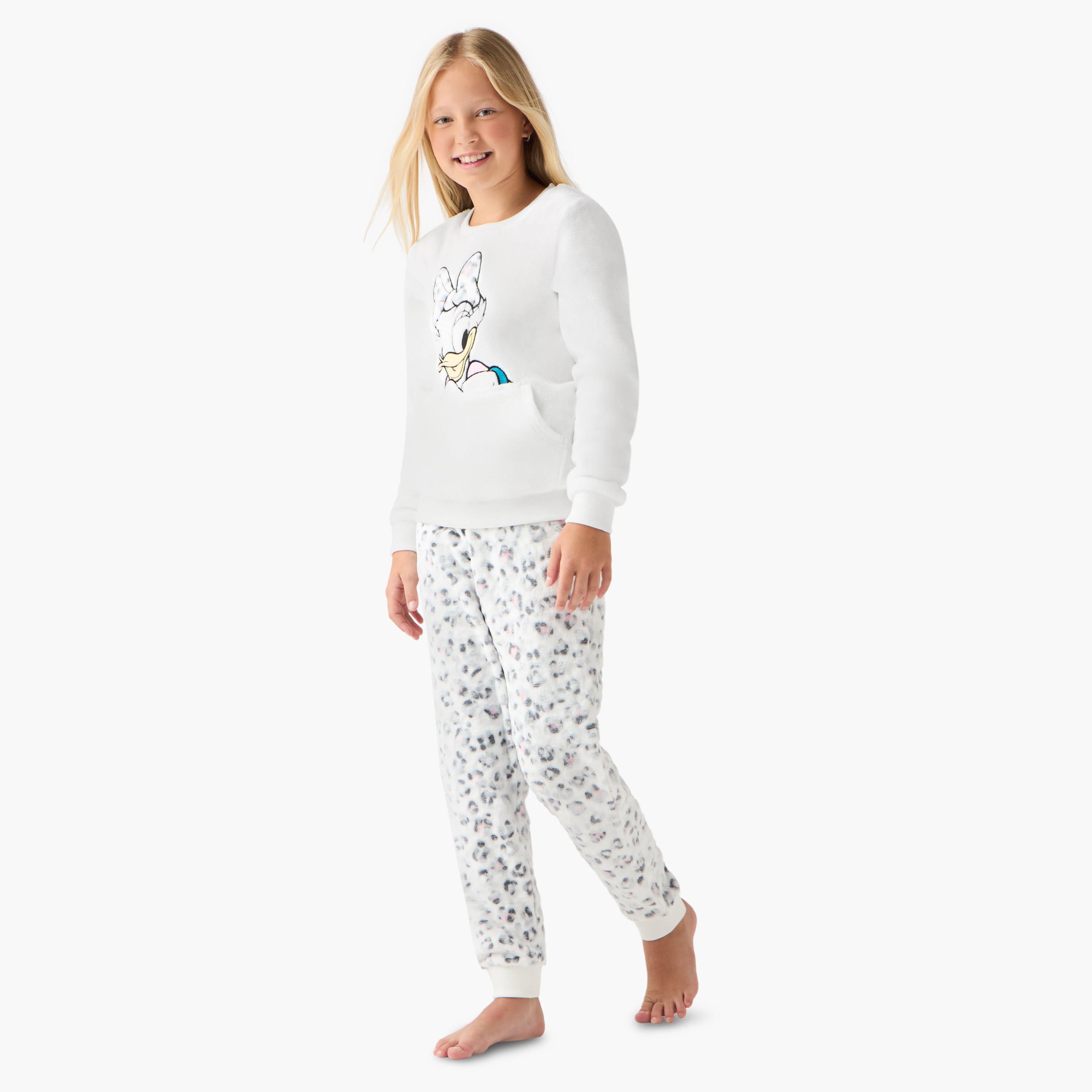 Disney Girls Pyjama Set with Daisy Duck Print - Cotton Blend - Long Sleeves - Round Neck-girls-clothing-nightwear-image-1