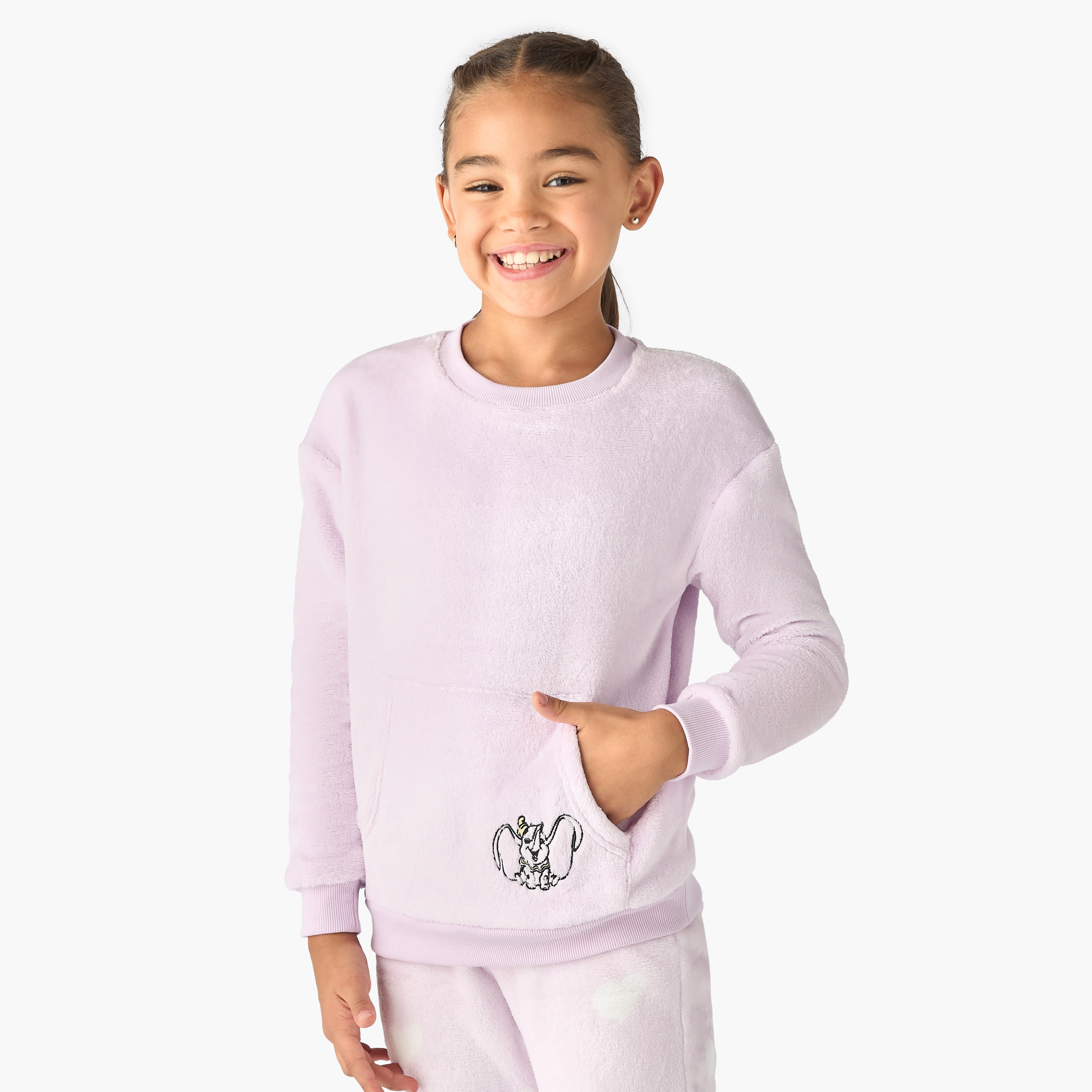 Disney Dumbo Textured T-shirt and Pyjama Set-girls-clothing-winterwear-pyjamasets-image-2