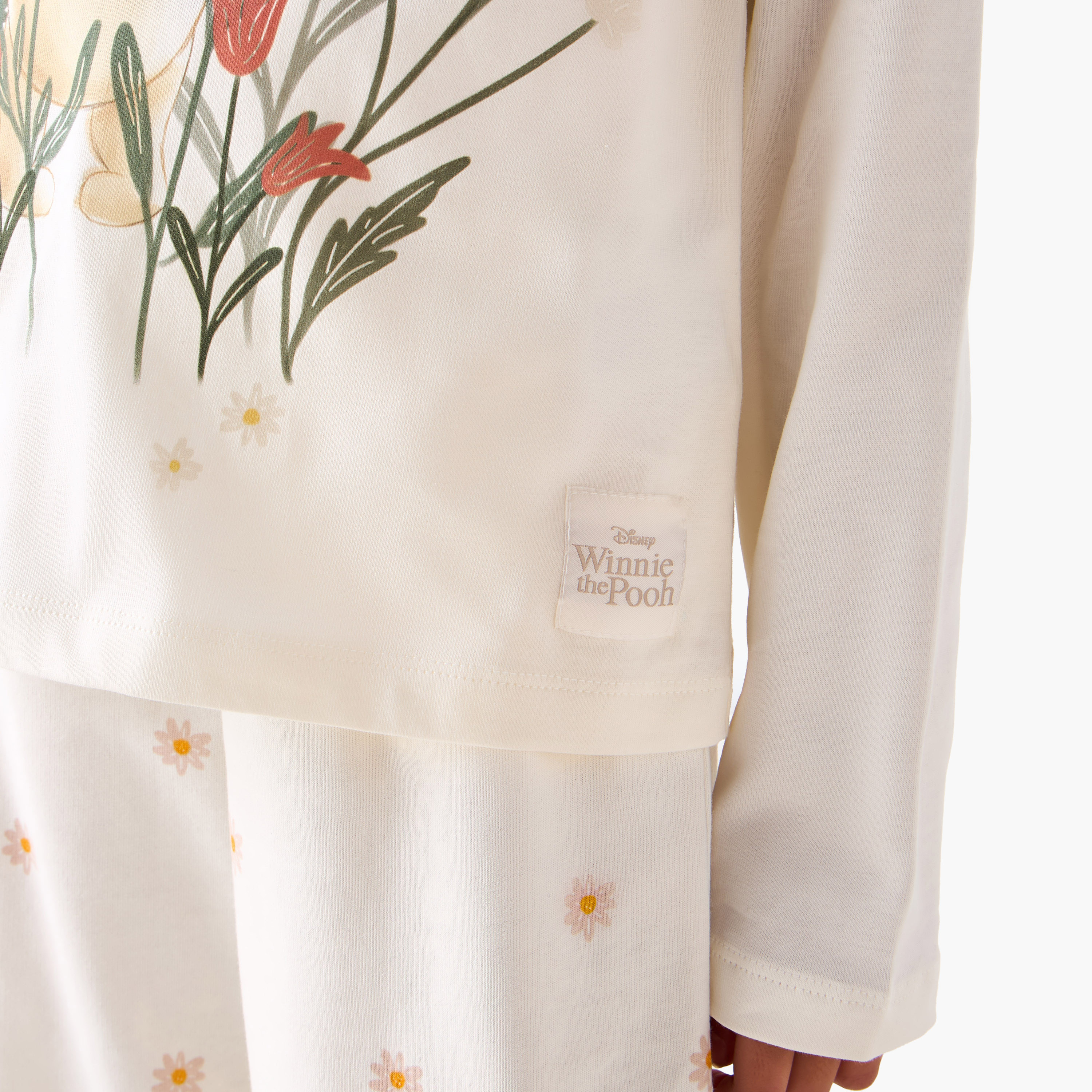 Disney Cotton Round Neck Long Sleeves Pyjama Set with Winnie the Pooh Print-girls-clothing-nightwear-image-6