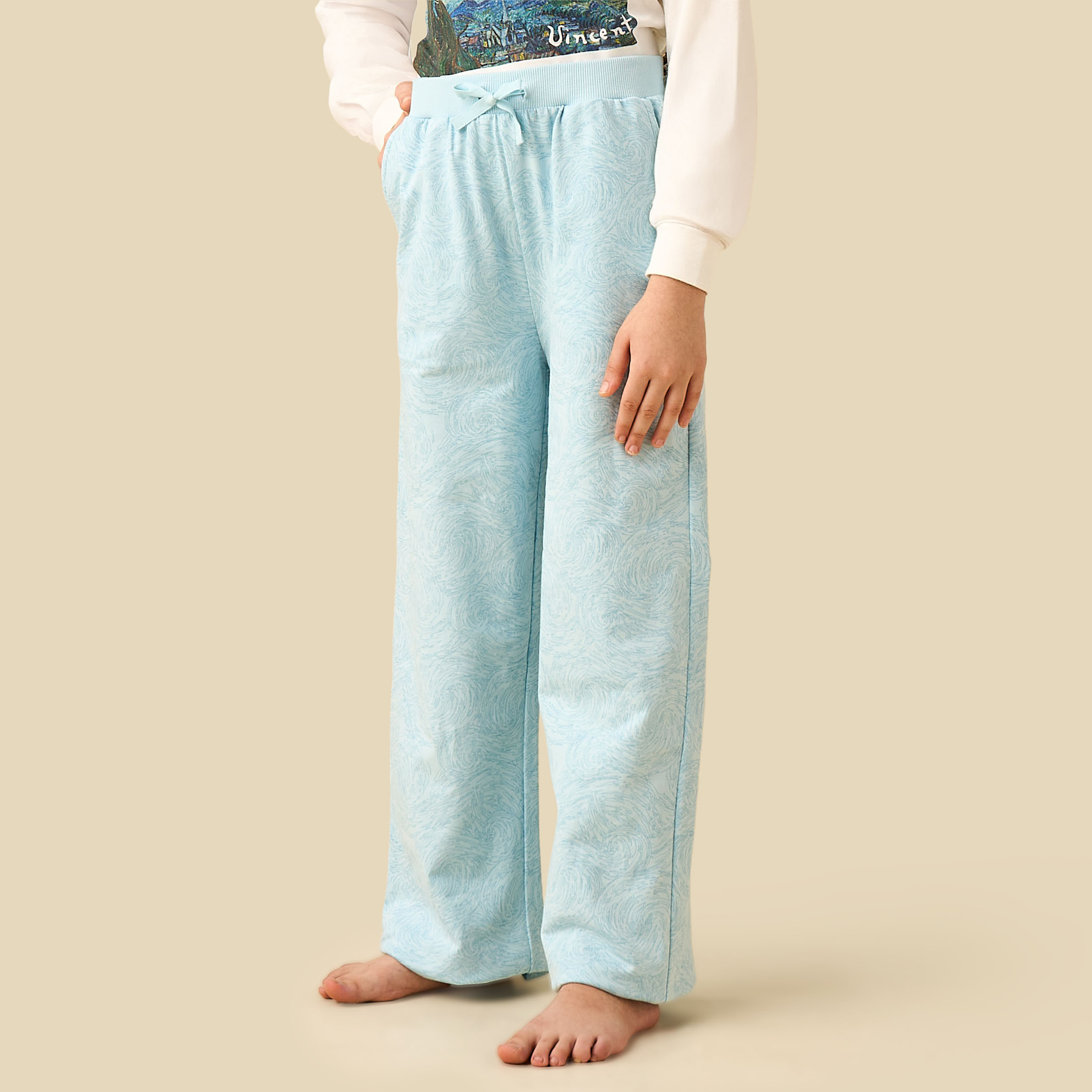 Disney Cotton Round Neck Long Sleeves Pyjama Set with Vincent Van Gogh Print-girls-clothing-nightwear-image-3