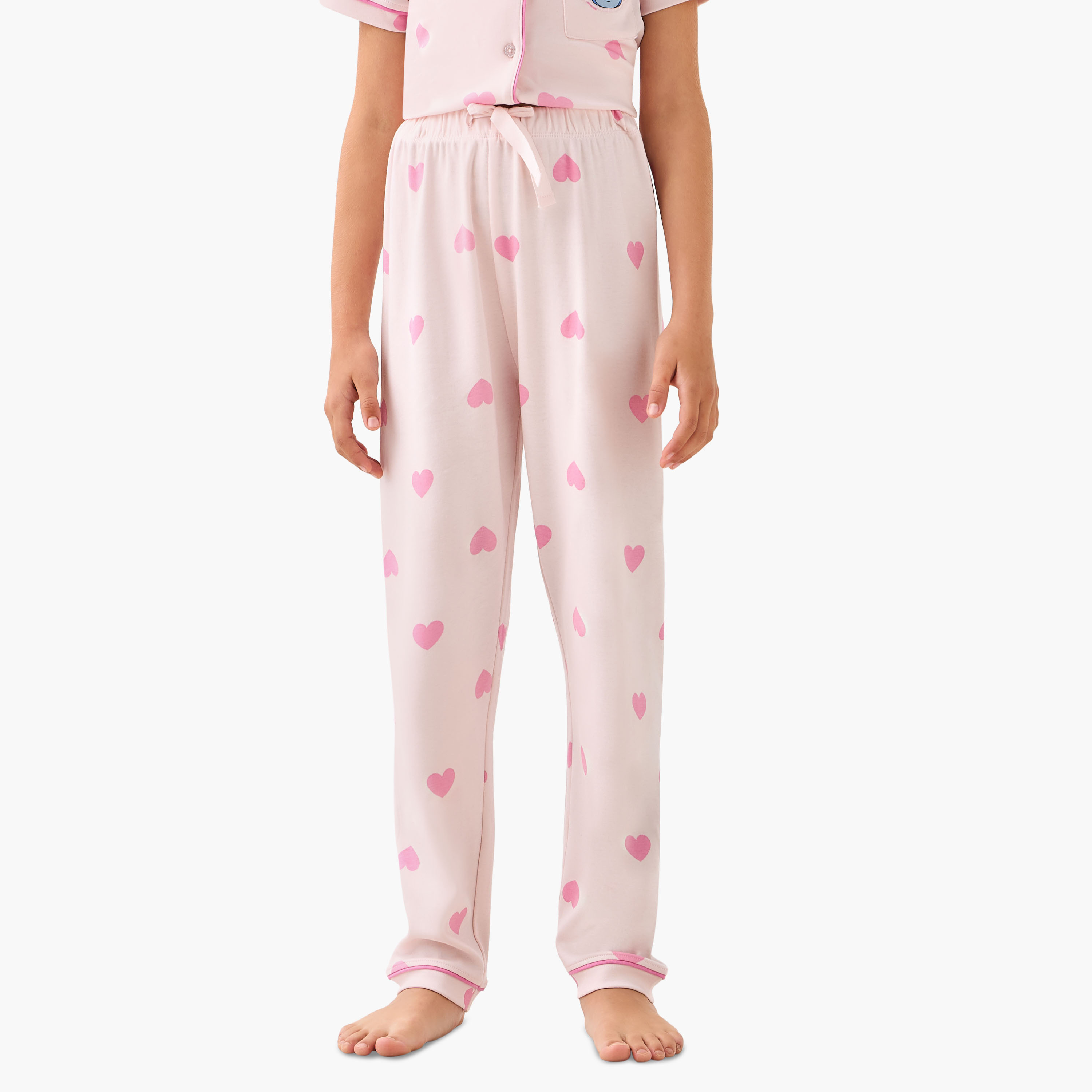 طقم بيجاما قطن بياقة وأكمام قصيرة وزخارف ستيتش من ديزني-girls-clothing-nightwear-image-4