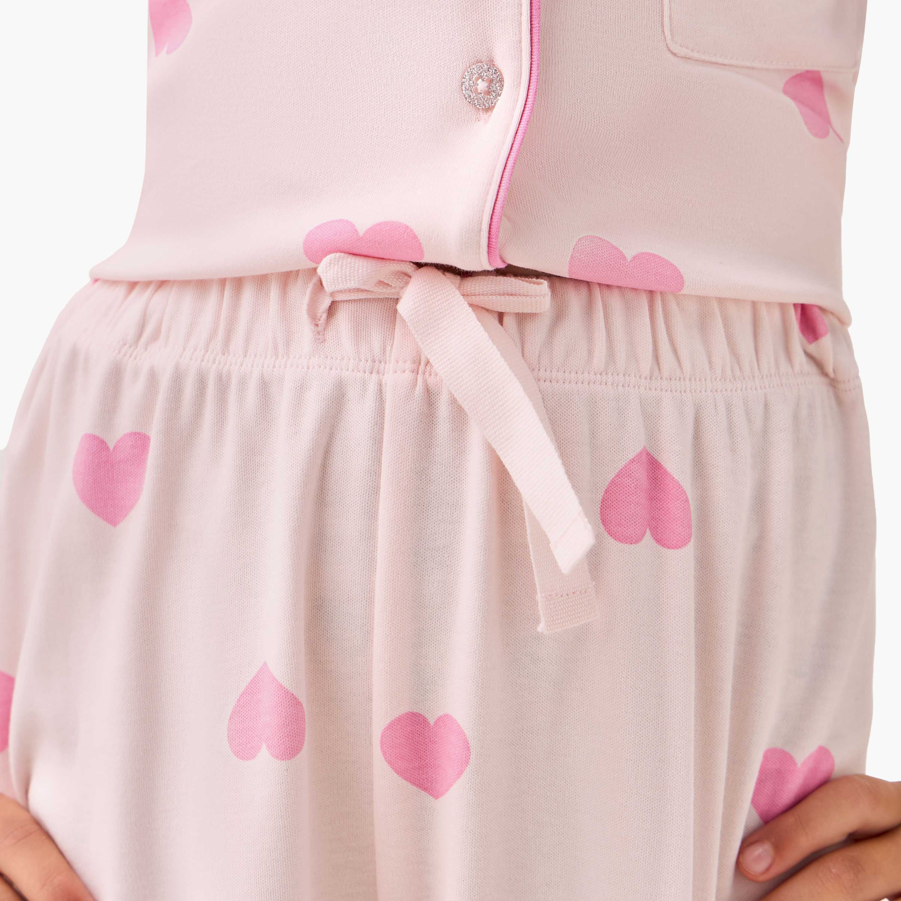 طقم بيجاما قطن بياقة وأكمام قصيرة وزخارف ستيتش من ديزني-girls-clothing-nightwear-image-1