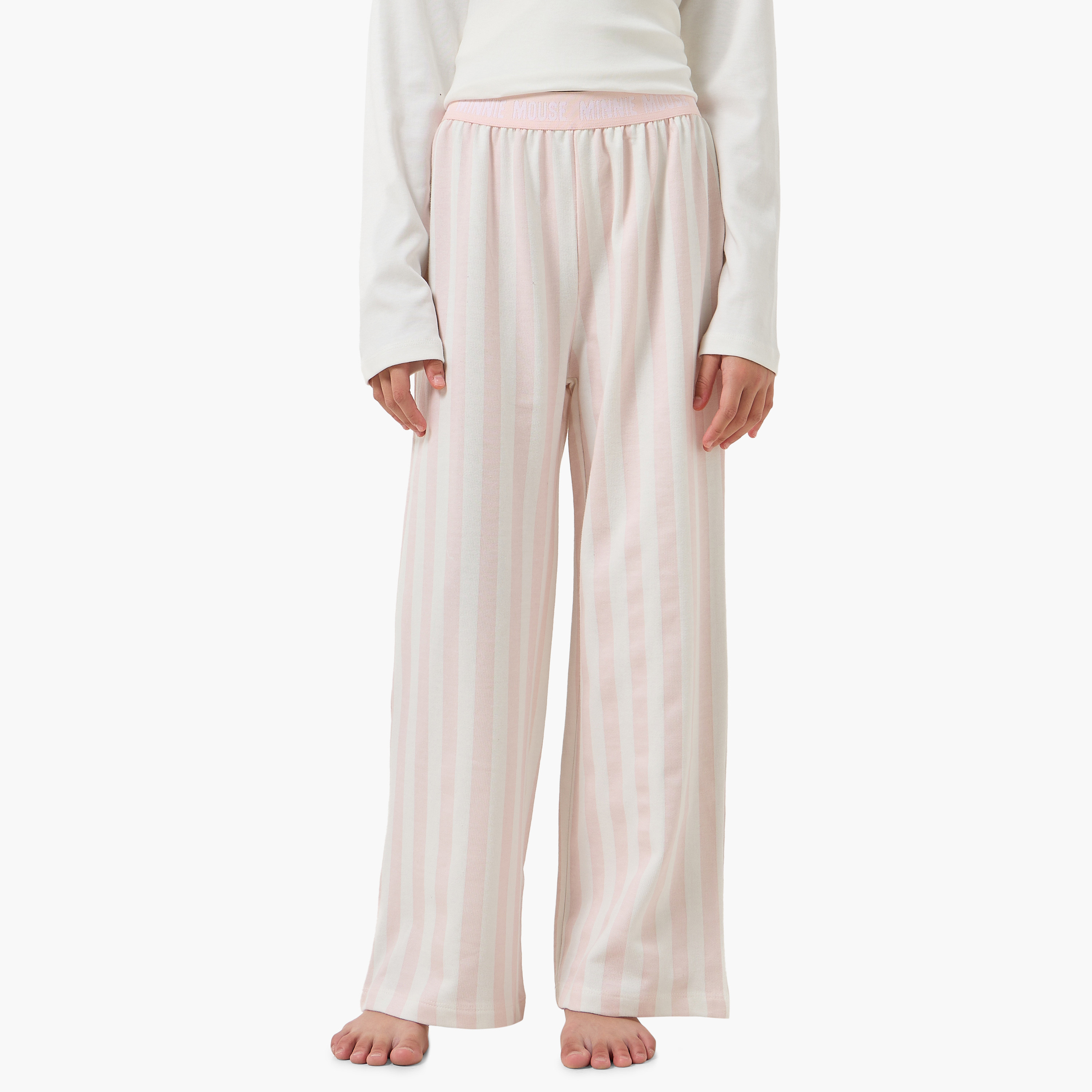 طقم بيجاما قطن بياقة ضيقة وأكمام طويلة وتطريز ميني ماوس من ديزيي-girls-clothing-nightwear-image-4
