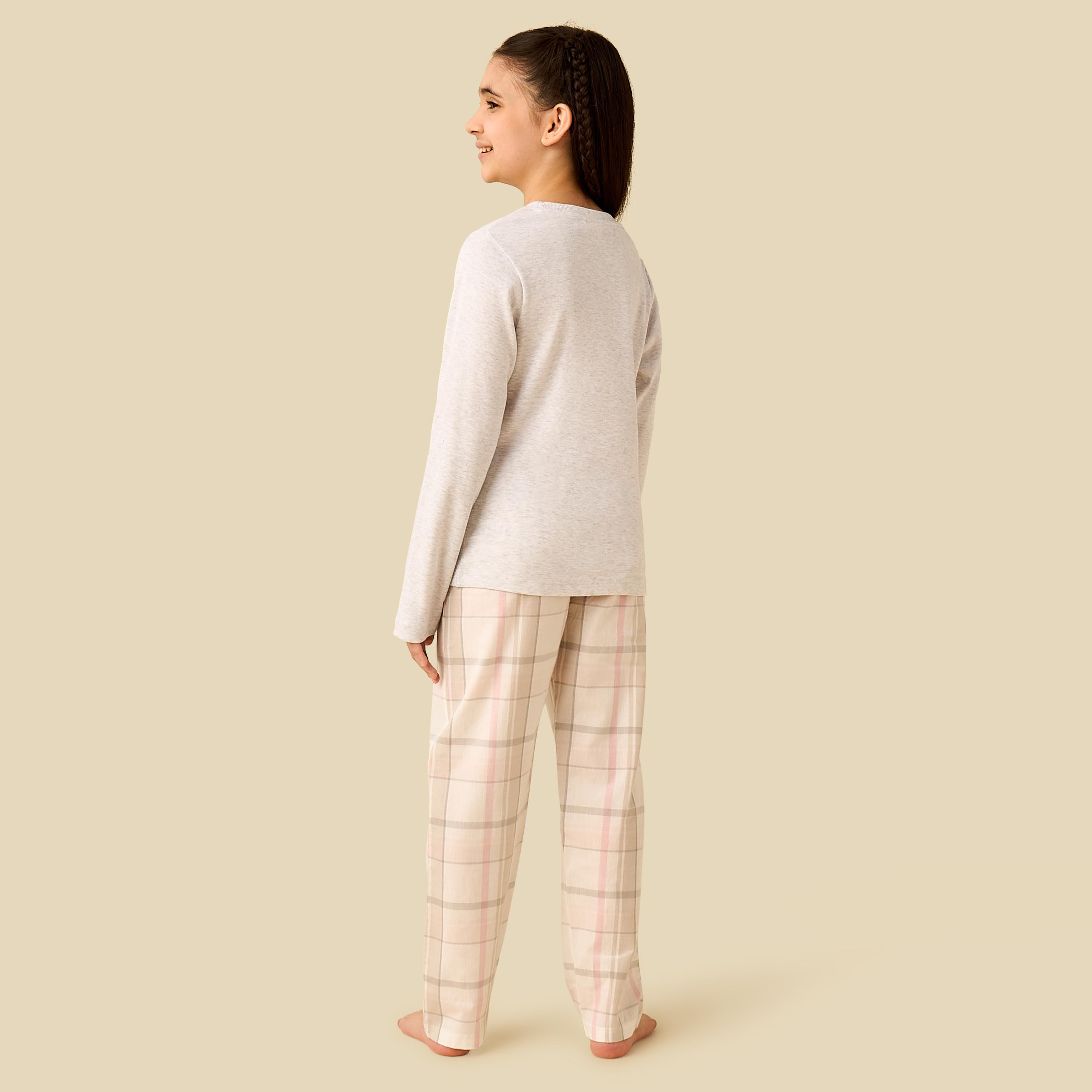 Disney Cotton Crew Neck Long Sleeves Pyjama Set with Stitch Print-girls-clothing-nightwear-image-4