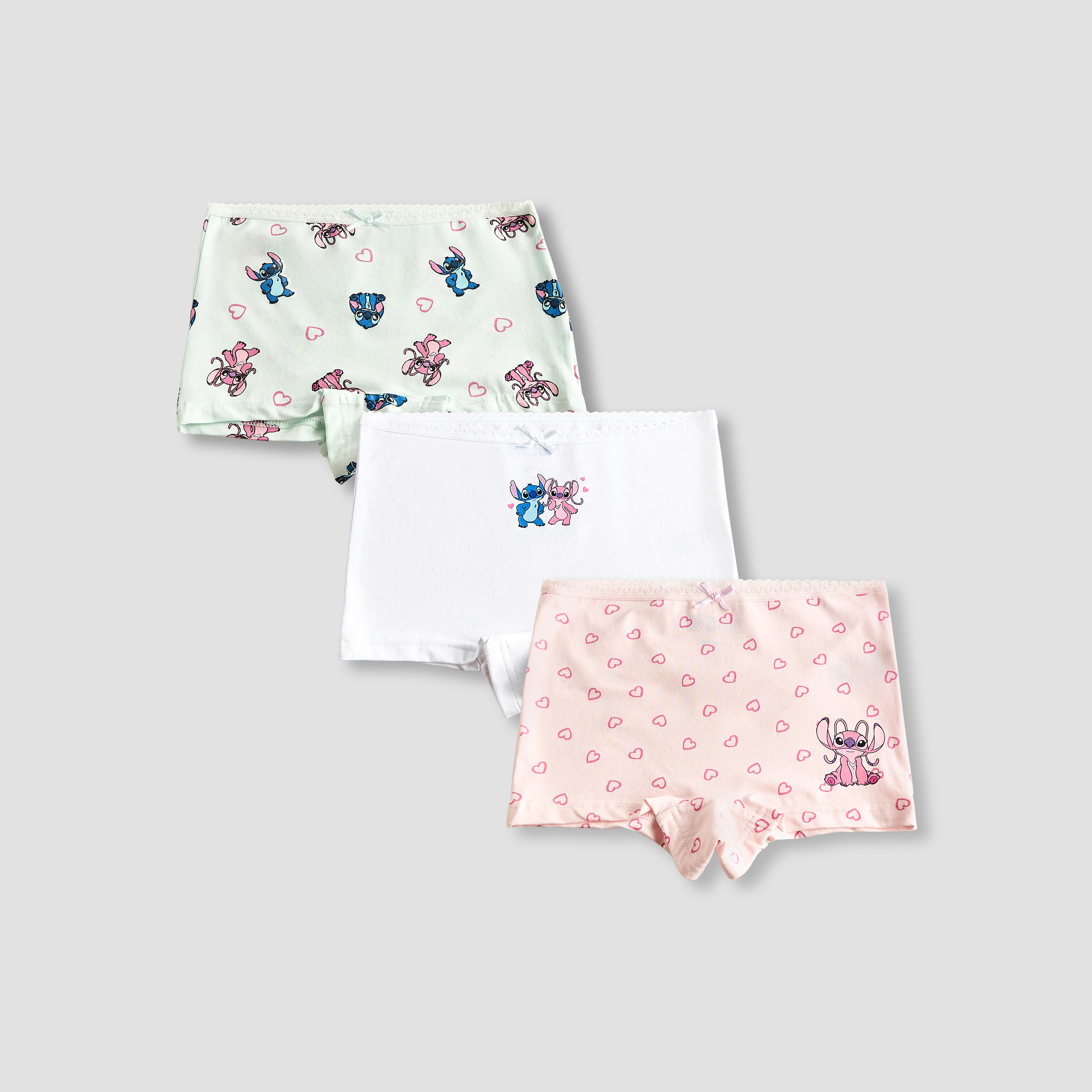 Pack of 3 Disney Cotton Boxers with Angel and Stitch Print-girls-clothing-innerwear-panties-image-1