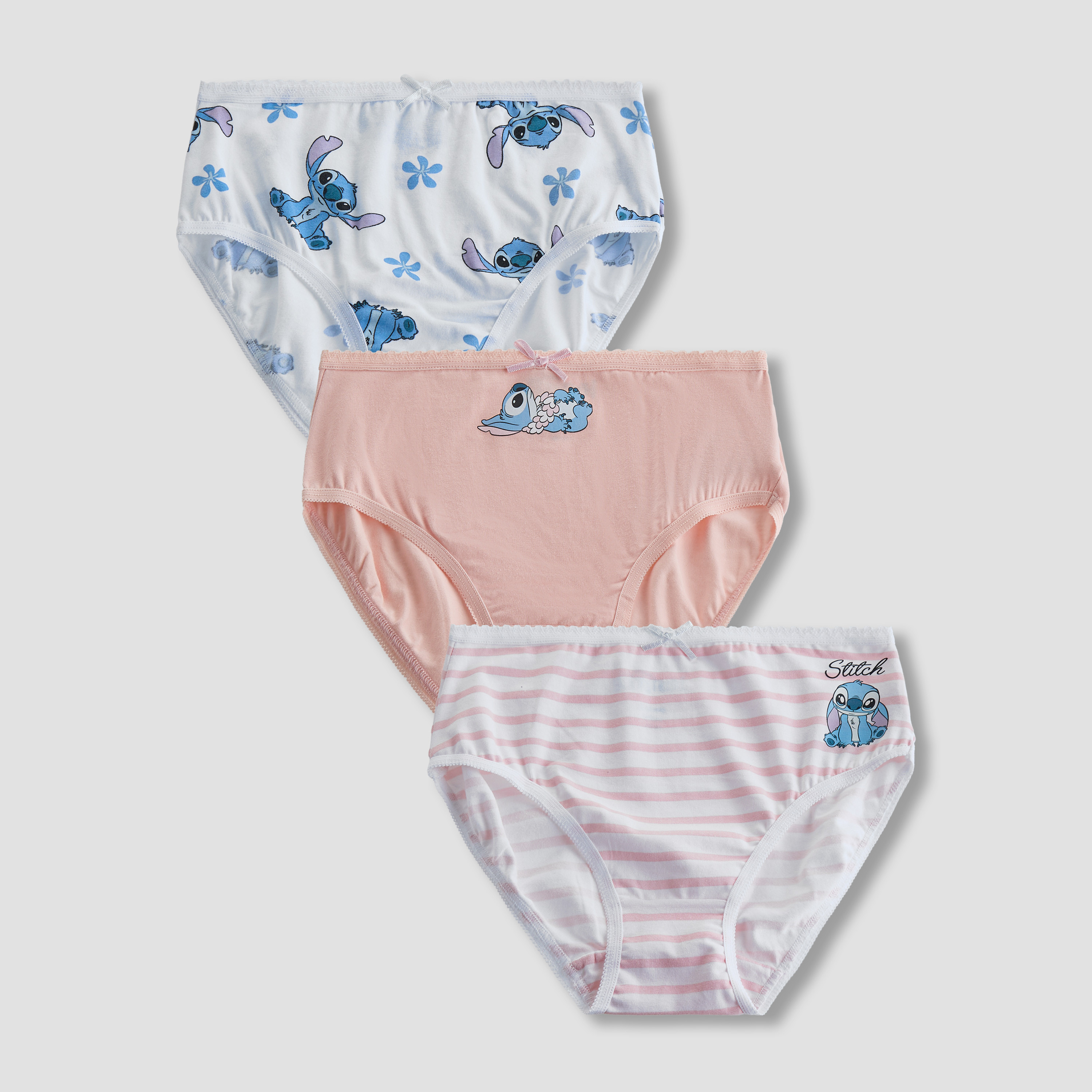 Pack of 3 Disney Cotton Briefs with Stitch Print-girls-clothing-innerwear-panties-image-1