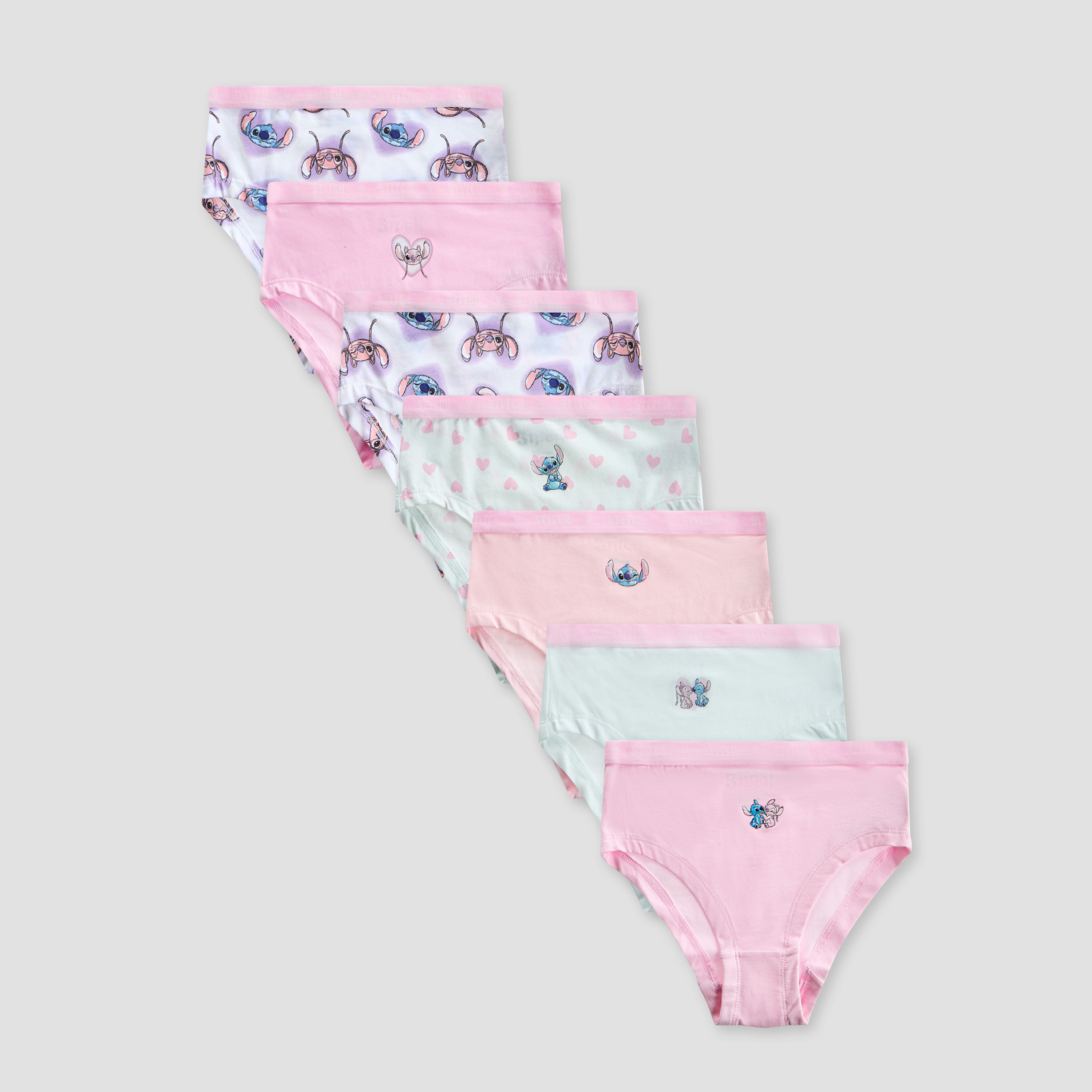 Pack of 7 Disney Cotton Briefs with Stitch and Angel Print-girls-clothing-innerwear-panties-image-1