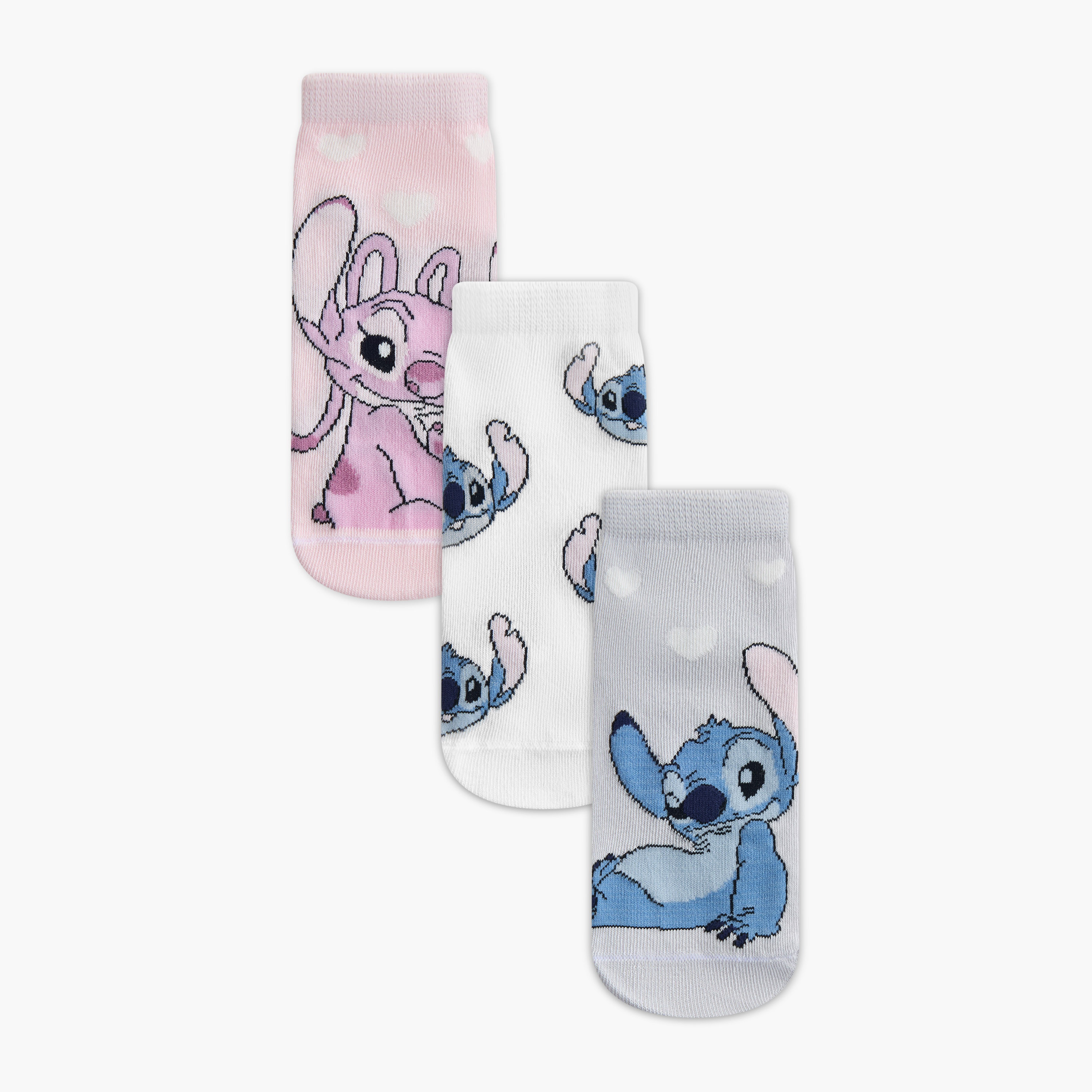 Disney Girls Socks with Angel and Stitch Print - Set of 3-girls-accessories-socks-image-1