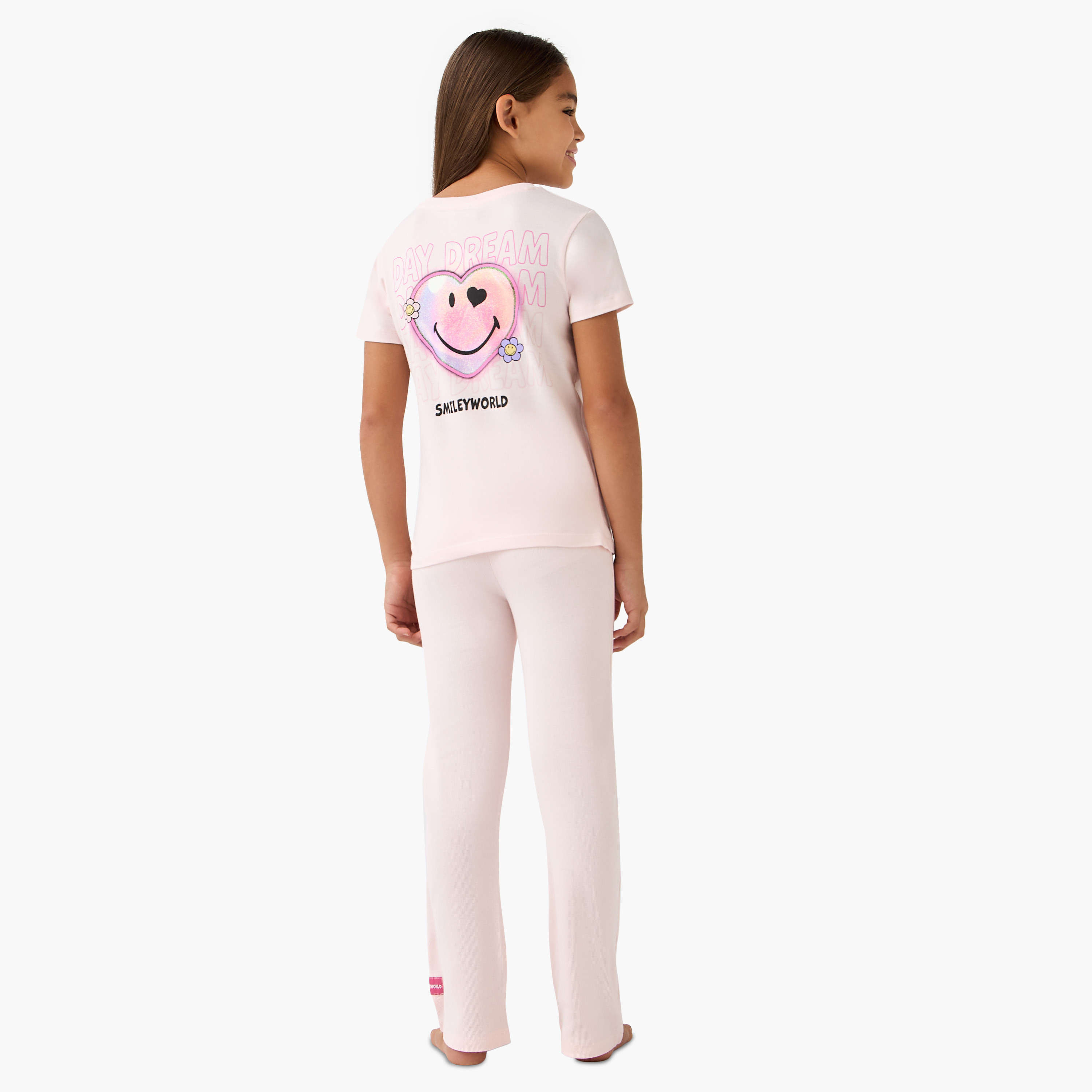 Smiley World Printed T-shirt and Pyjama Set-girls-clothing-nightwear-image-4