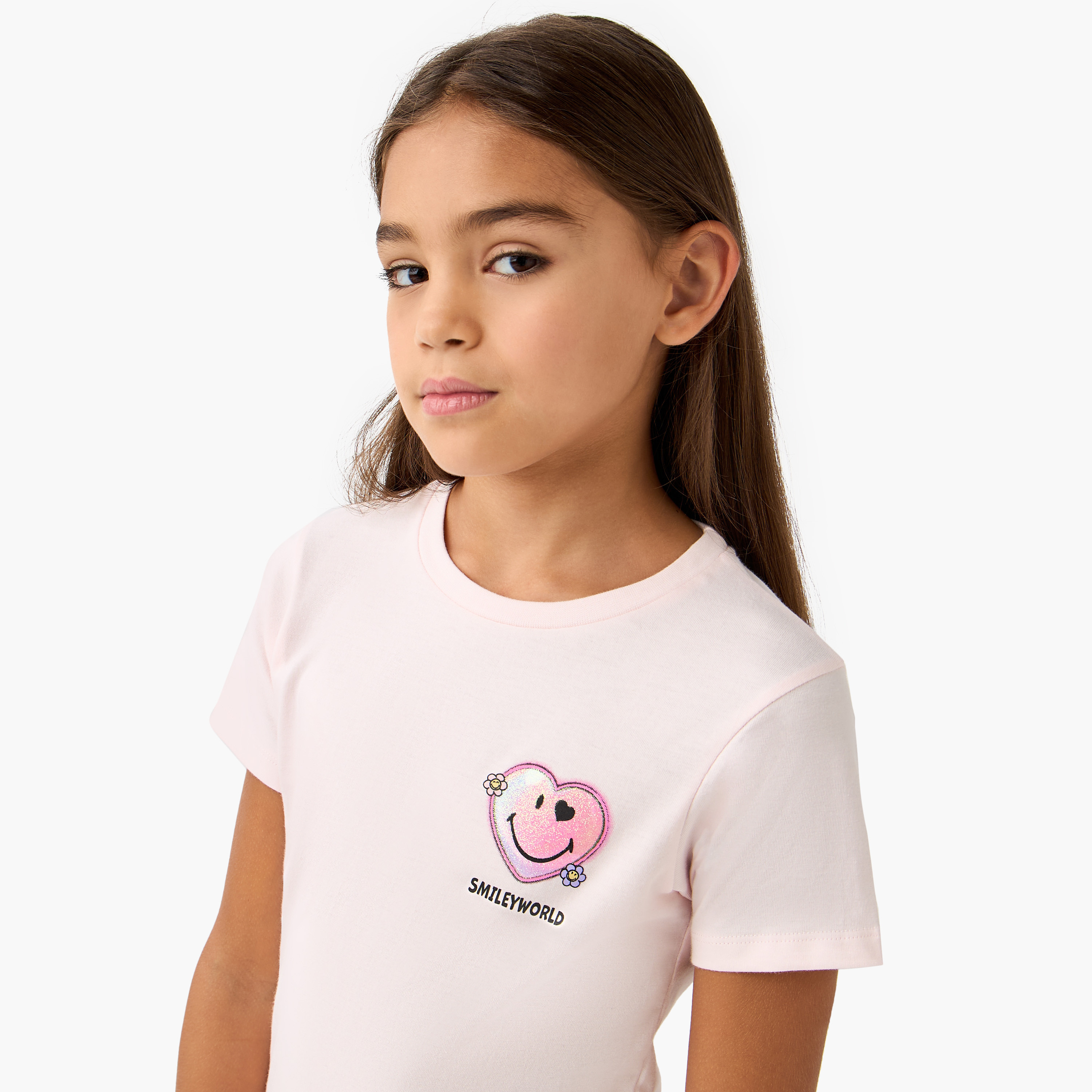 Smiley World Printed T-shirt and Pyjama Set-girls-clothing-nightwear-image-5