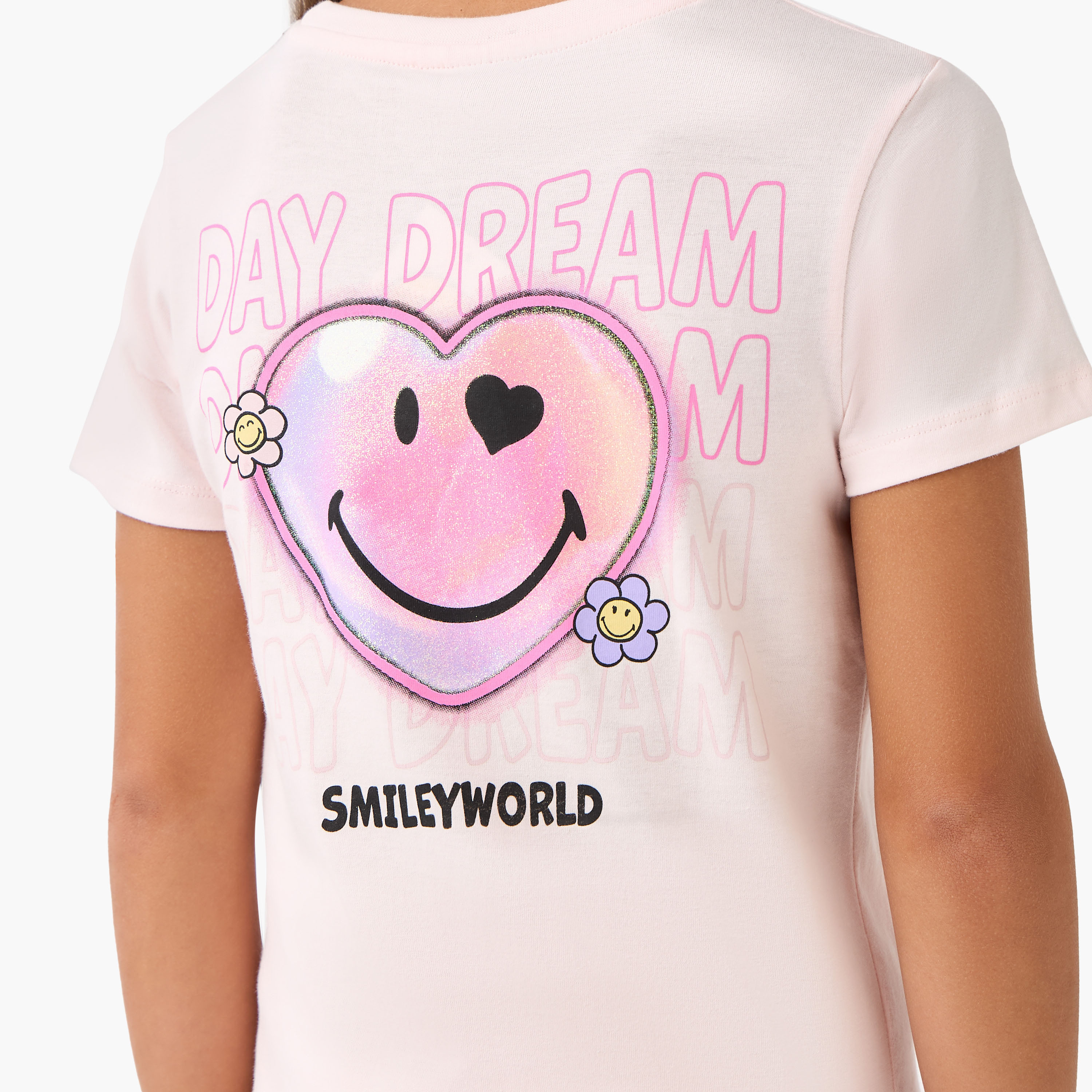 Smiley World Printed T-shirt and Pyjama Set-girls-clothing-nightwear-image-6
