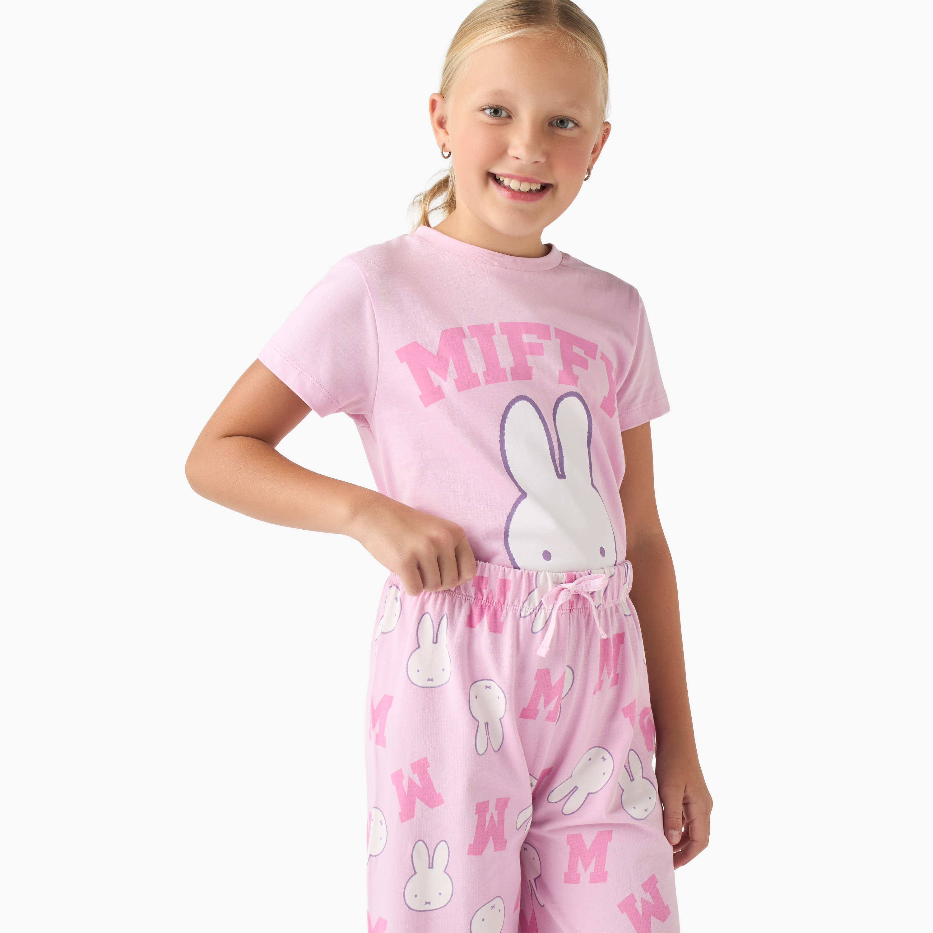 Miffy Girls T-shirt and Pyjama Set with Miffy Print - Cotton - Short Sleeves - Crew Neck-girls-clothing-nightwear-image-5