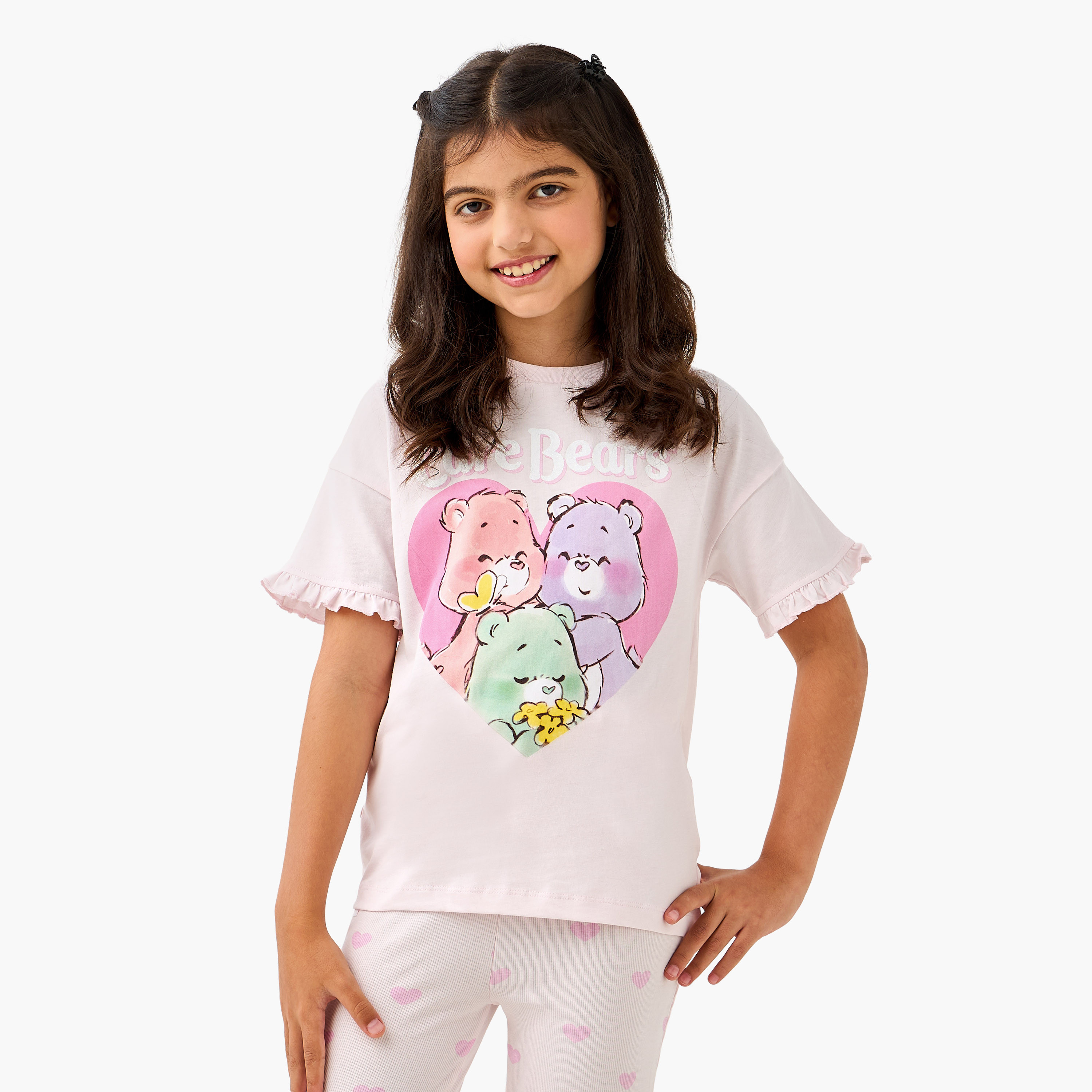 Cloud Co Care Bears Print T-shirt and Pyjama Set-girls-clothing-nightwear-image-2