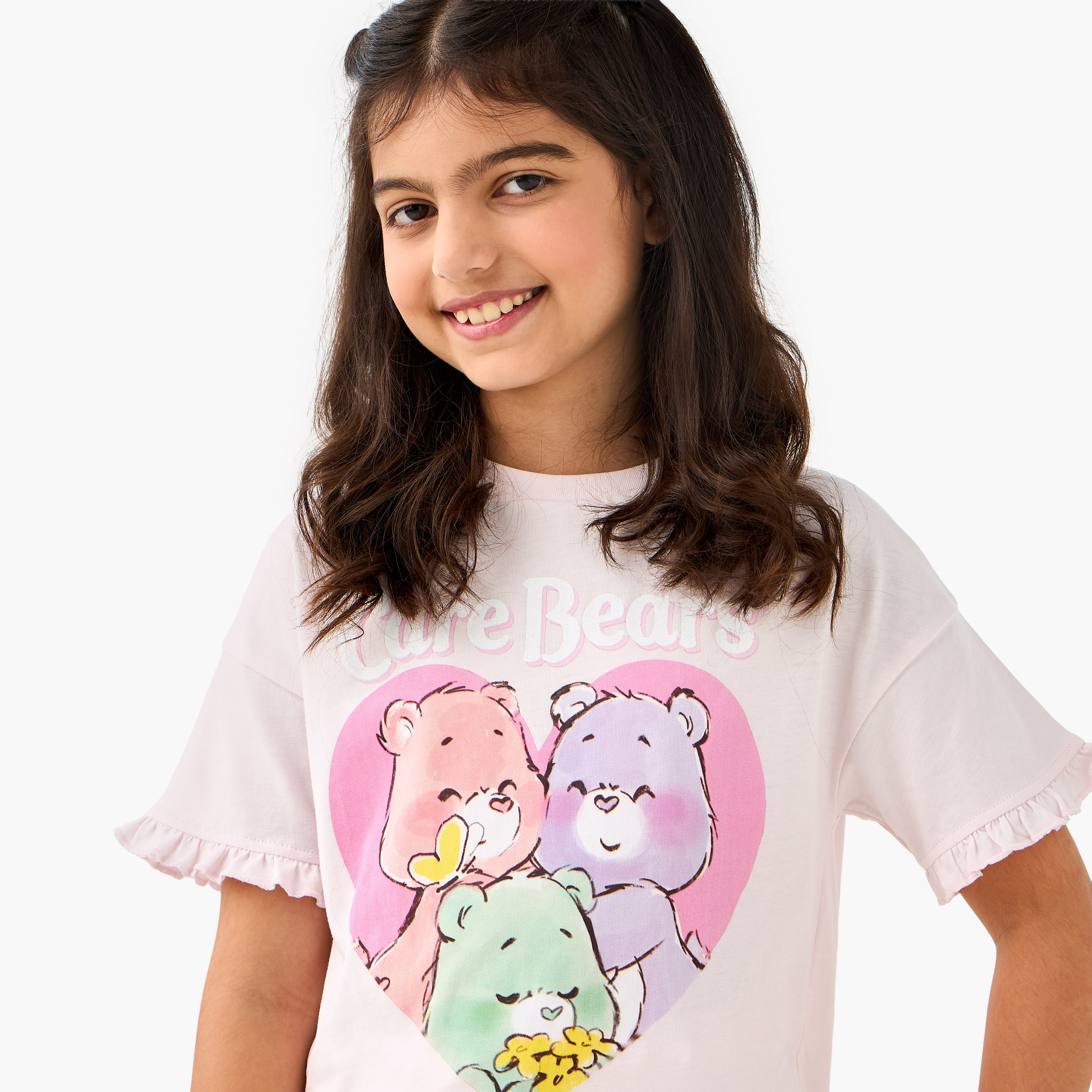 Cloud Co Care Bears Print T-shirt and Pyjama Set-girls-clothing-nightwear-image-5