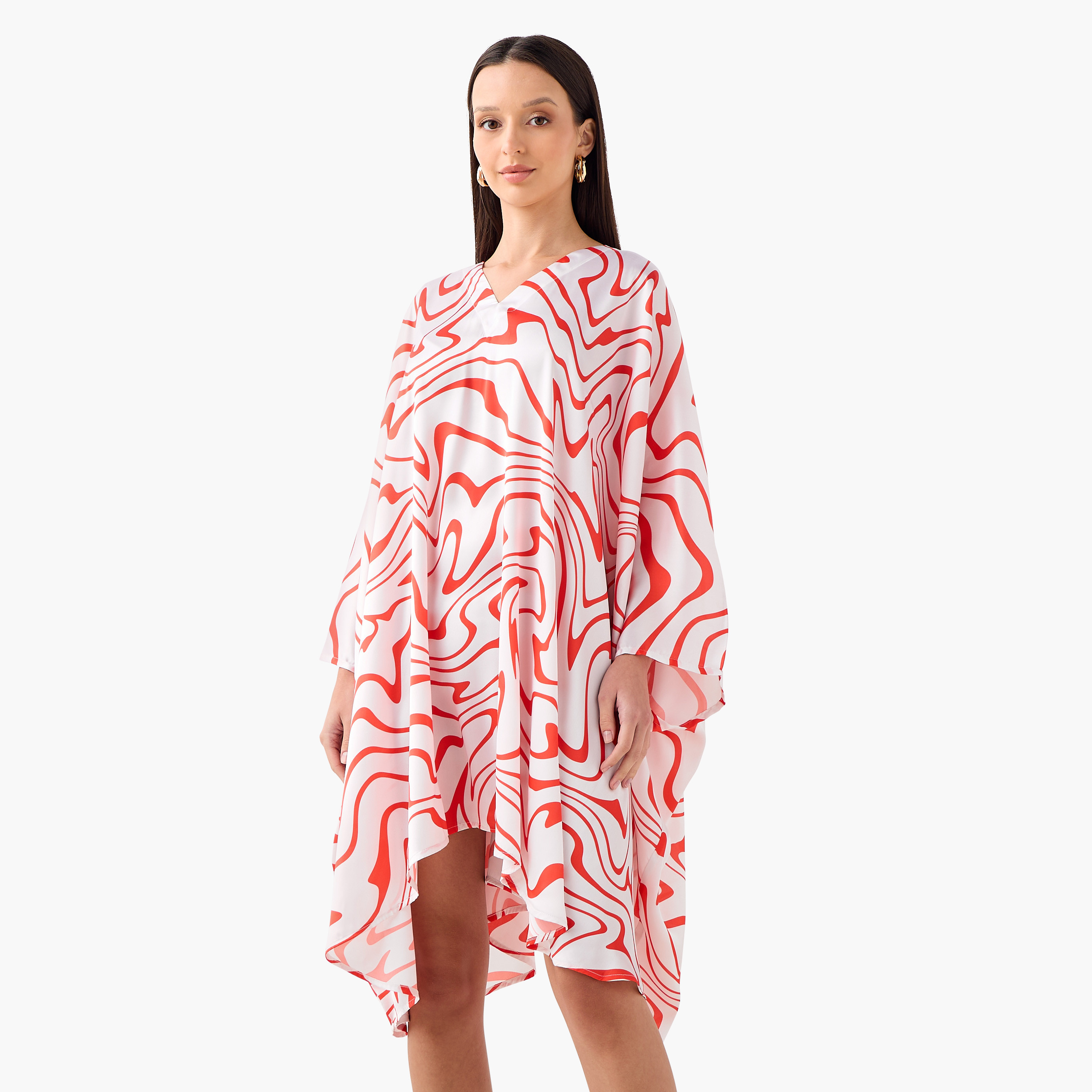 FYOR All-Over Print V-neck Kaftan Dress-women-clothing-dresses-image-1