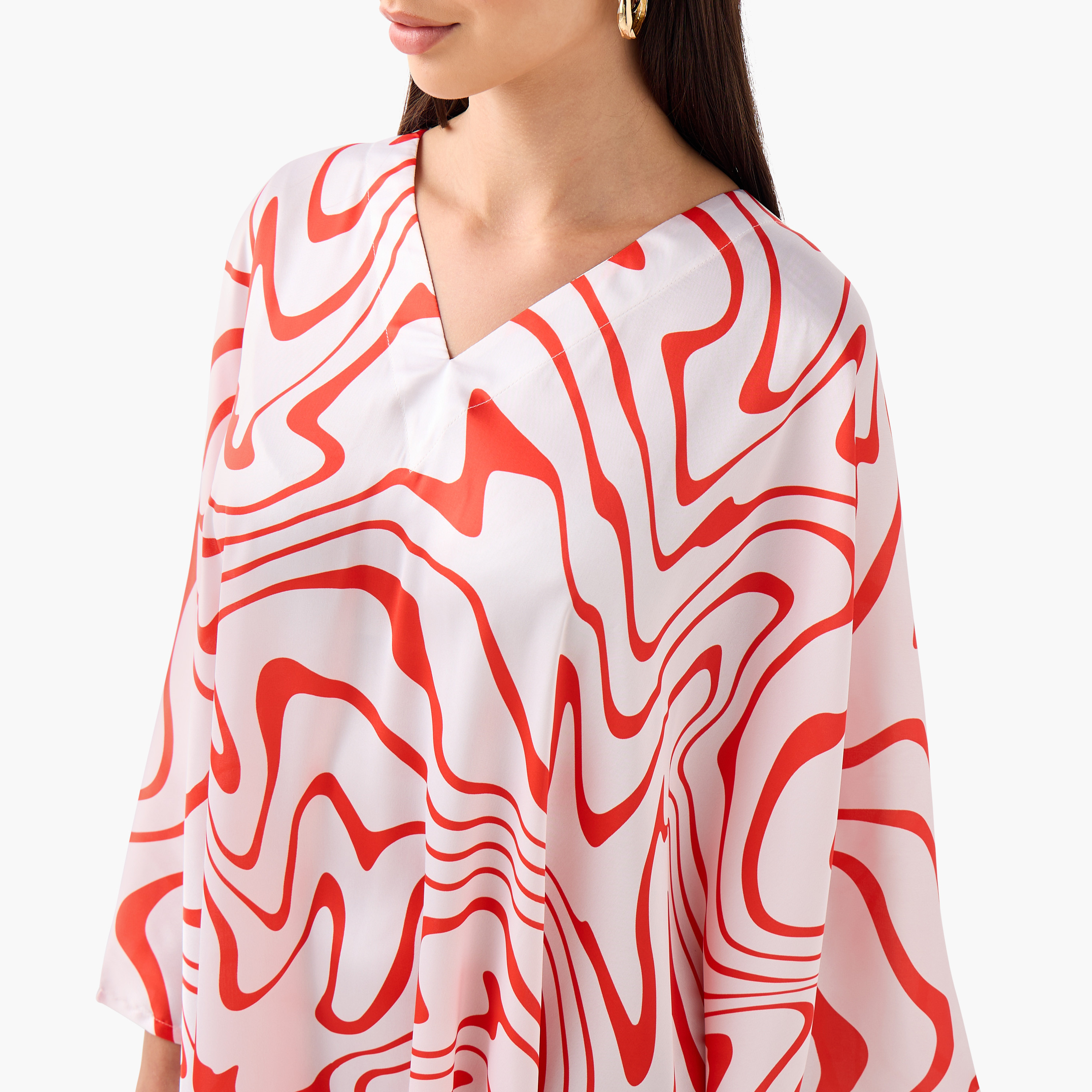 FYOR All-Over Print V-neck Kaftan Dress-women-clothing-dresses-image-4