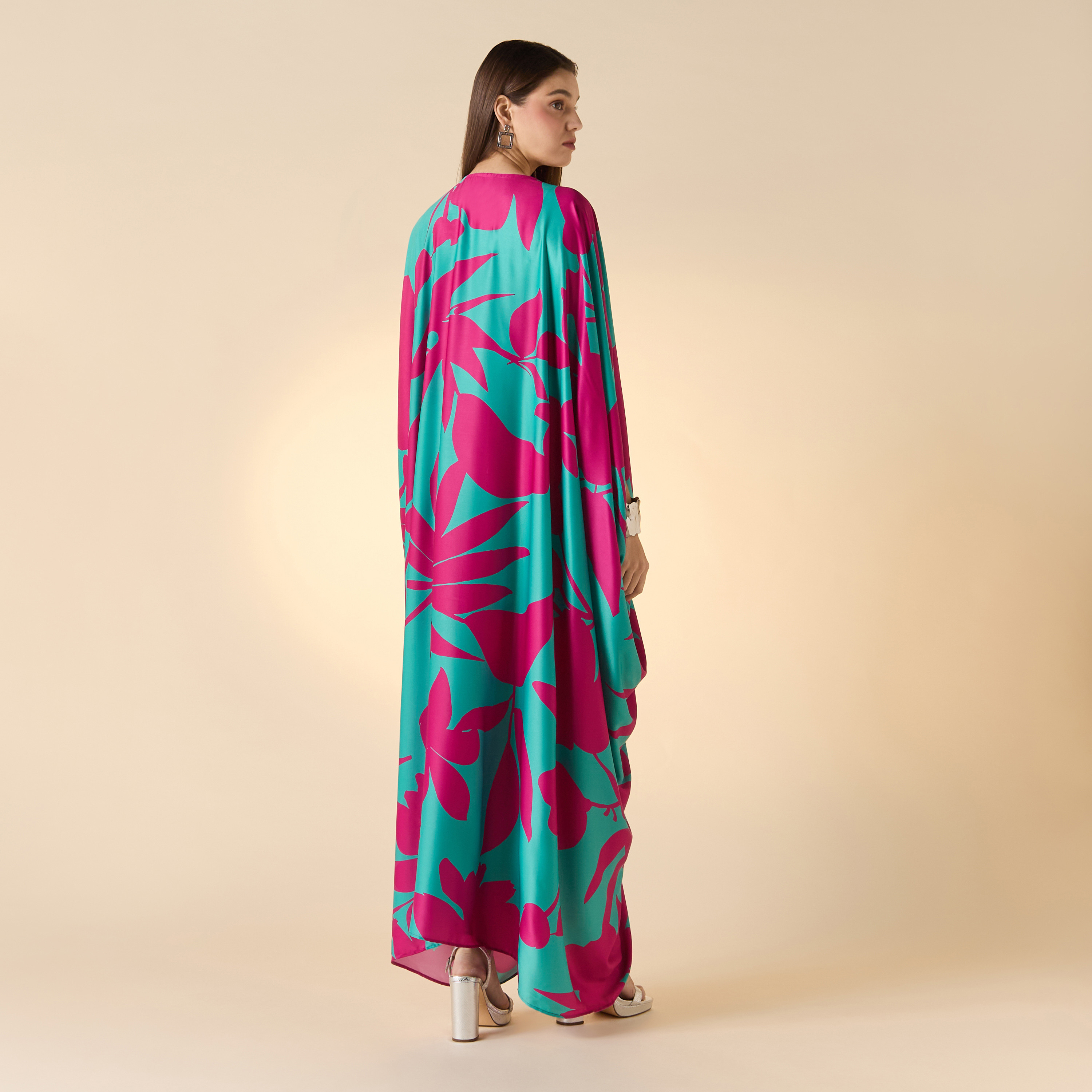 FYOR All-Over Floral Print Kaftan Dress with Ruched Detail-women-clothing-dresses-image-6