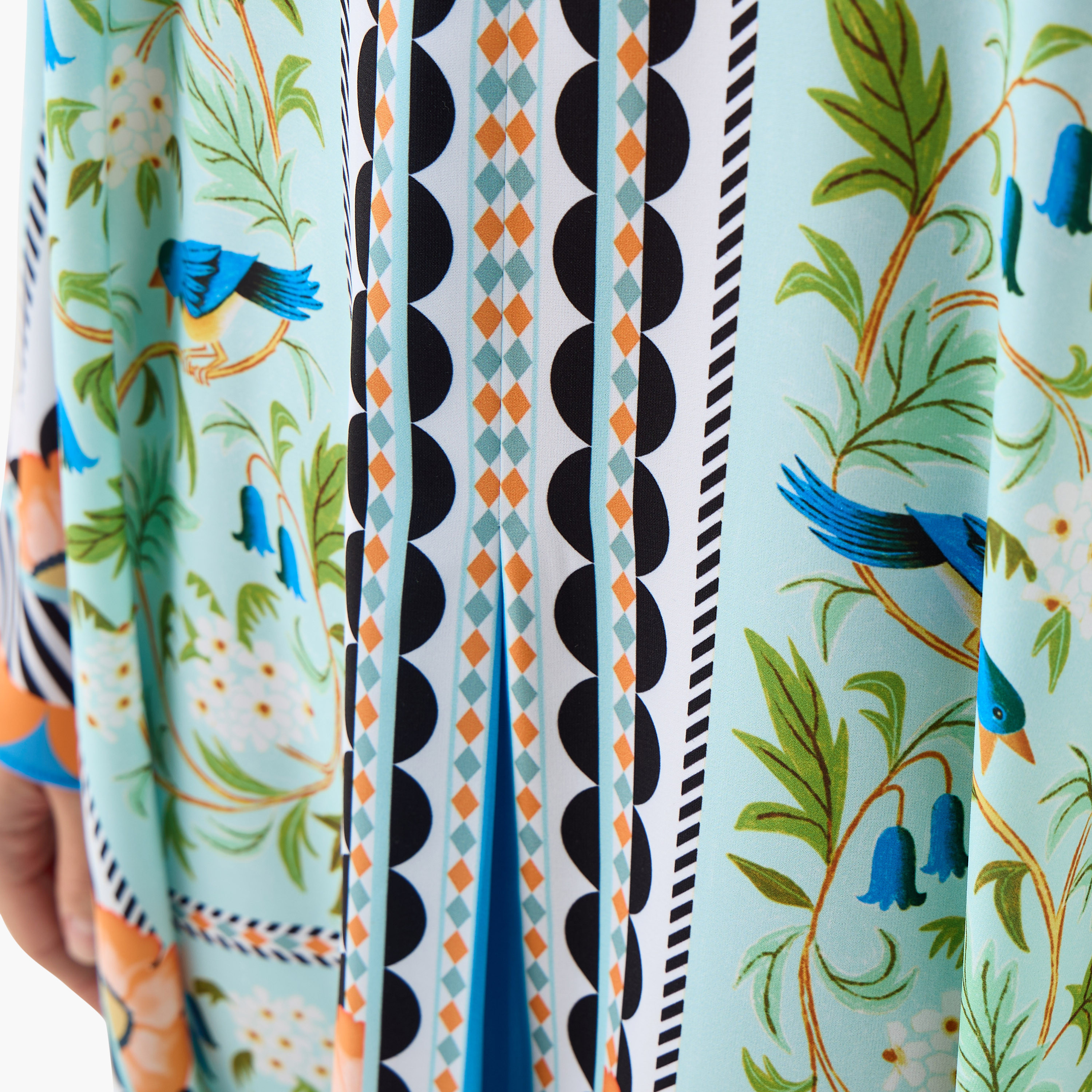 FYOR Printed Mandarin Collar Maxi Dress with Slits-women-clothing-dresses-image-5