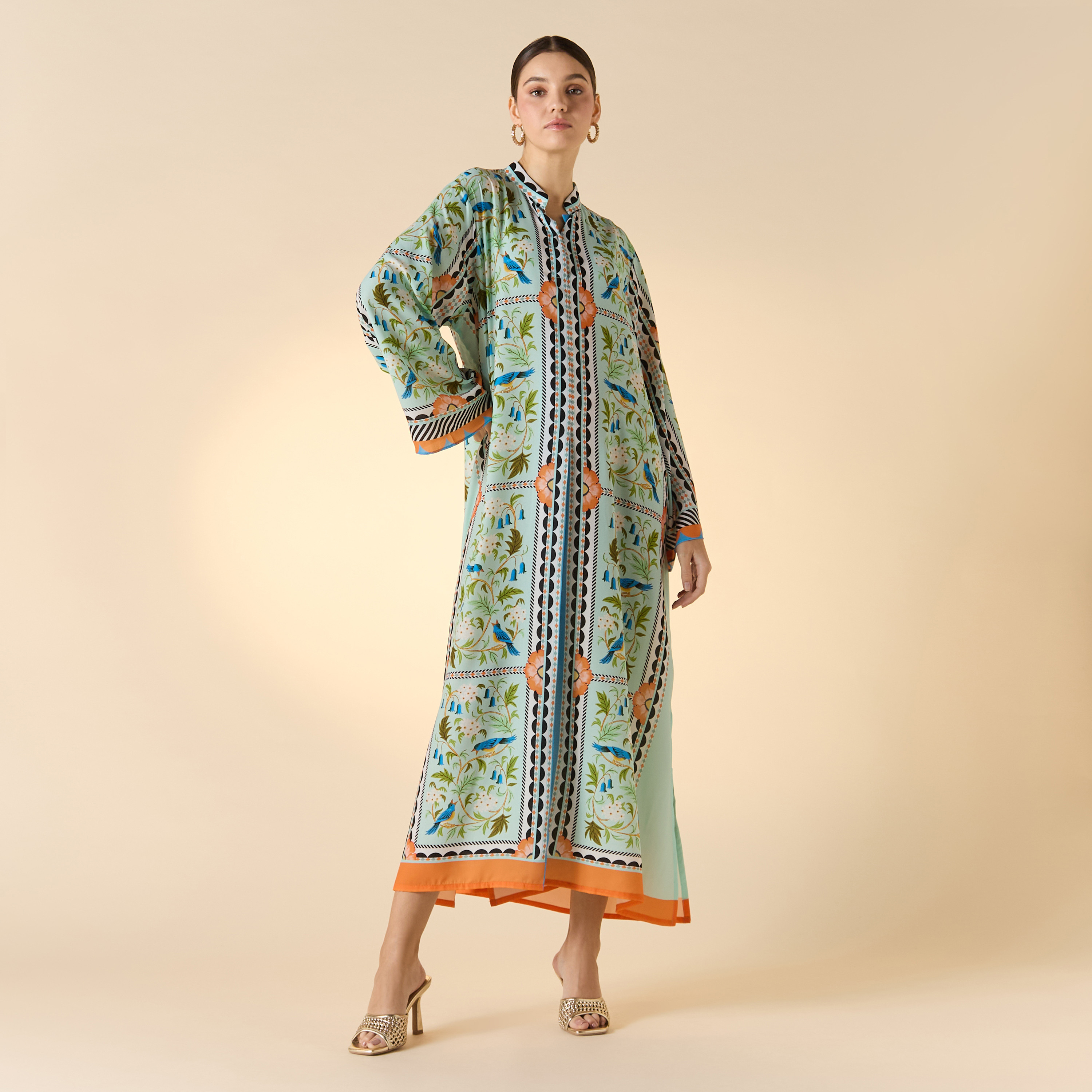 فستان بياقة ماندارين وأكمام طويلة وطبعات من فيور-women-clothing-dresses-image-1