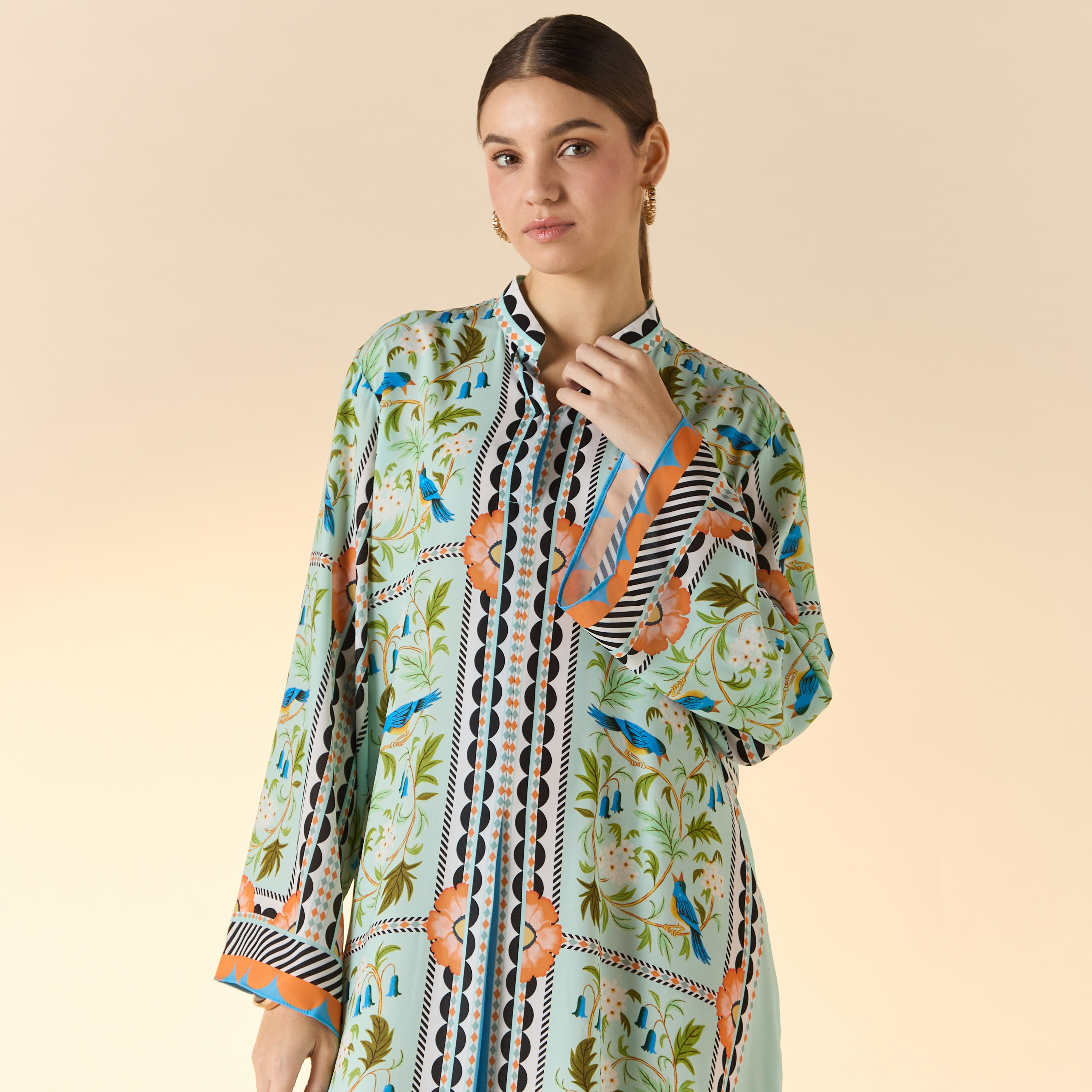 فستان بياقة ماندارين وأكمام طويلة وطبعات من فيور-women-clothing-dresses-image-4