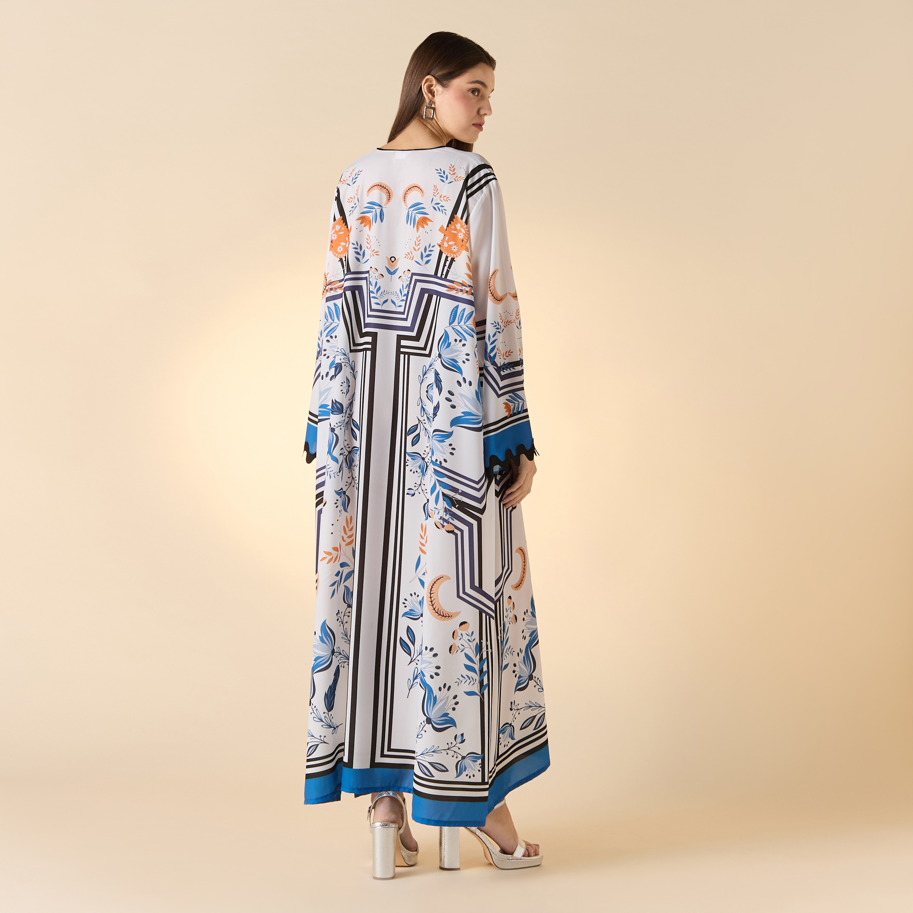 FYOR All-Over Print Dress with Long Sleeves and Tie-Up Detail-women-clothing-dresses-image-2
