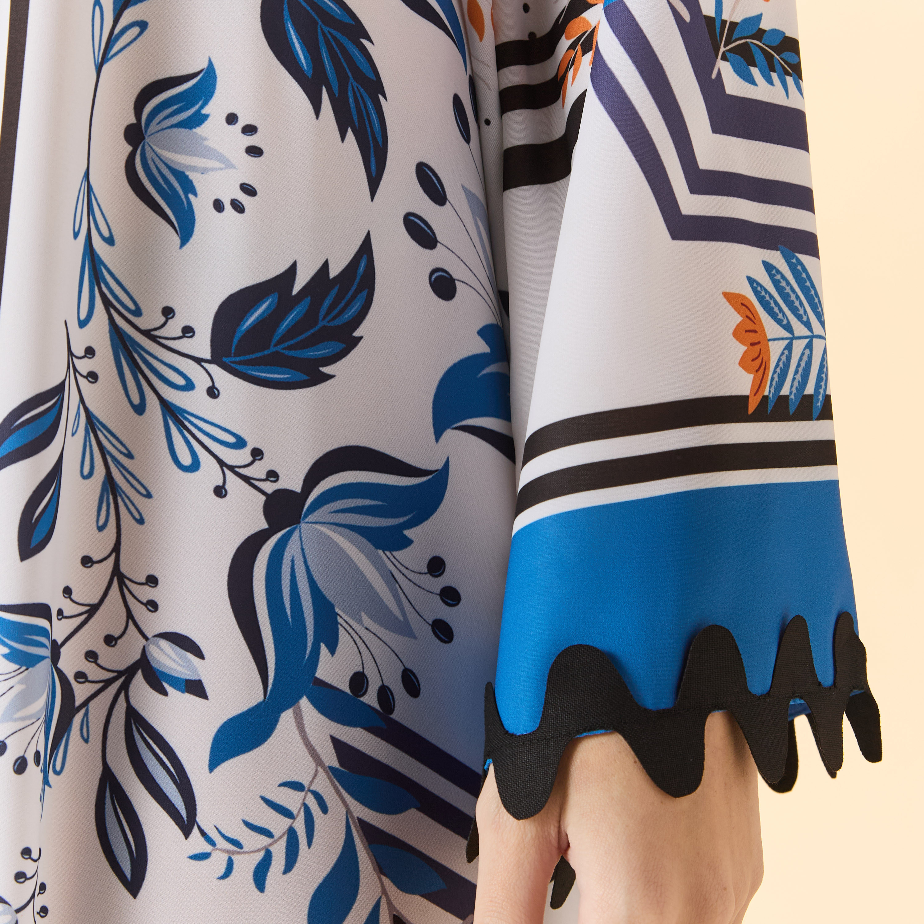 FYOR All-Over Print Dress with Long Sleeves and Tie-Up Detail-women-clothing-dresses-image-5