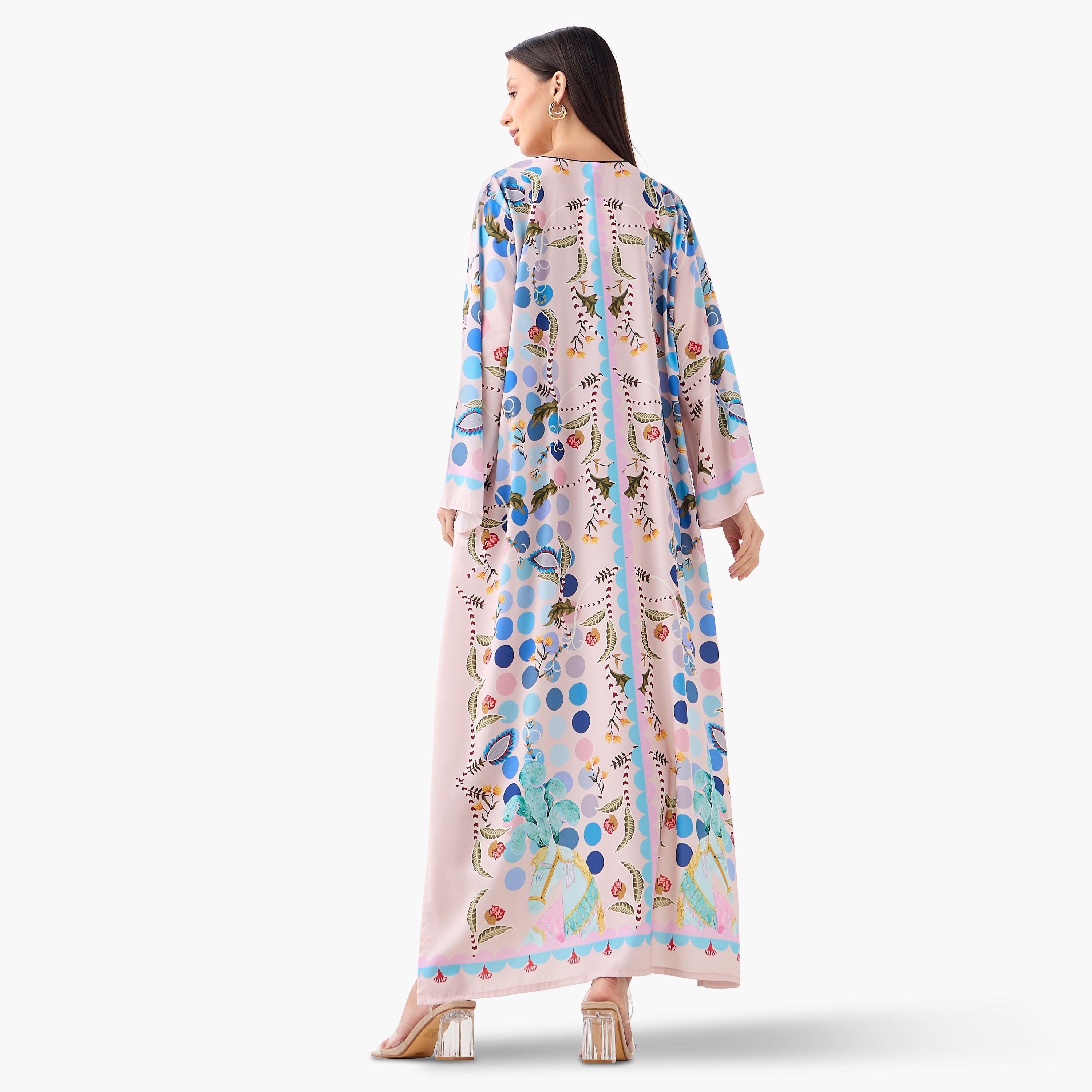 FYOR All-Over Print Split Neck Dress with Long Sleeves-women-clothing-dresses-image-3