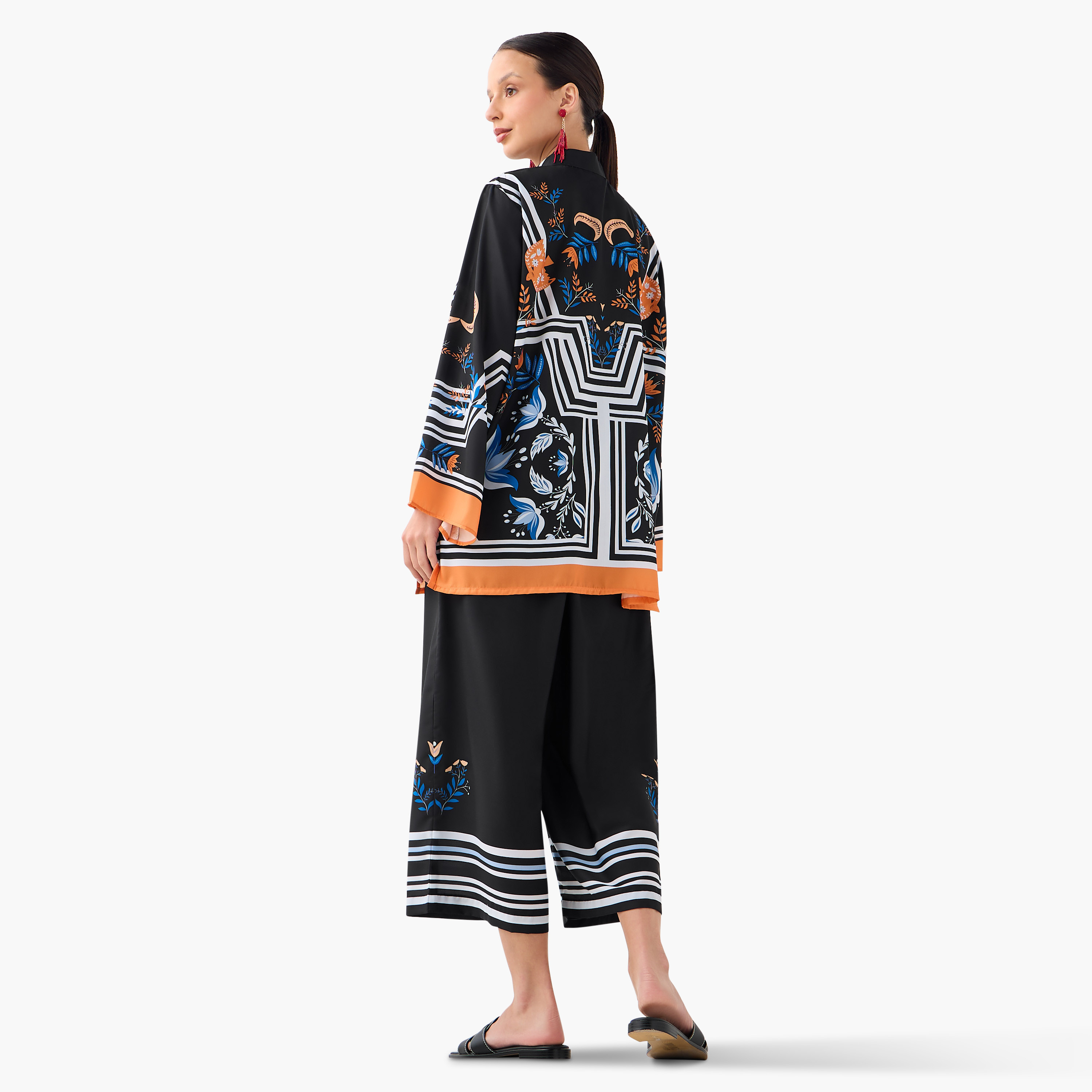 FYOR All-Over Print Mandarin Collar Top and Culottes Set-women-clothing-coordsets-image-2