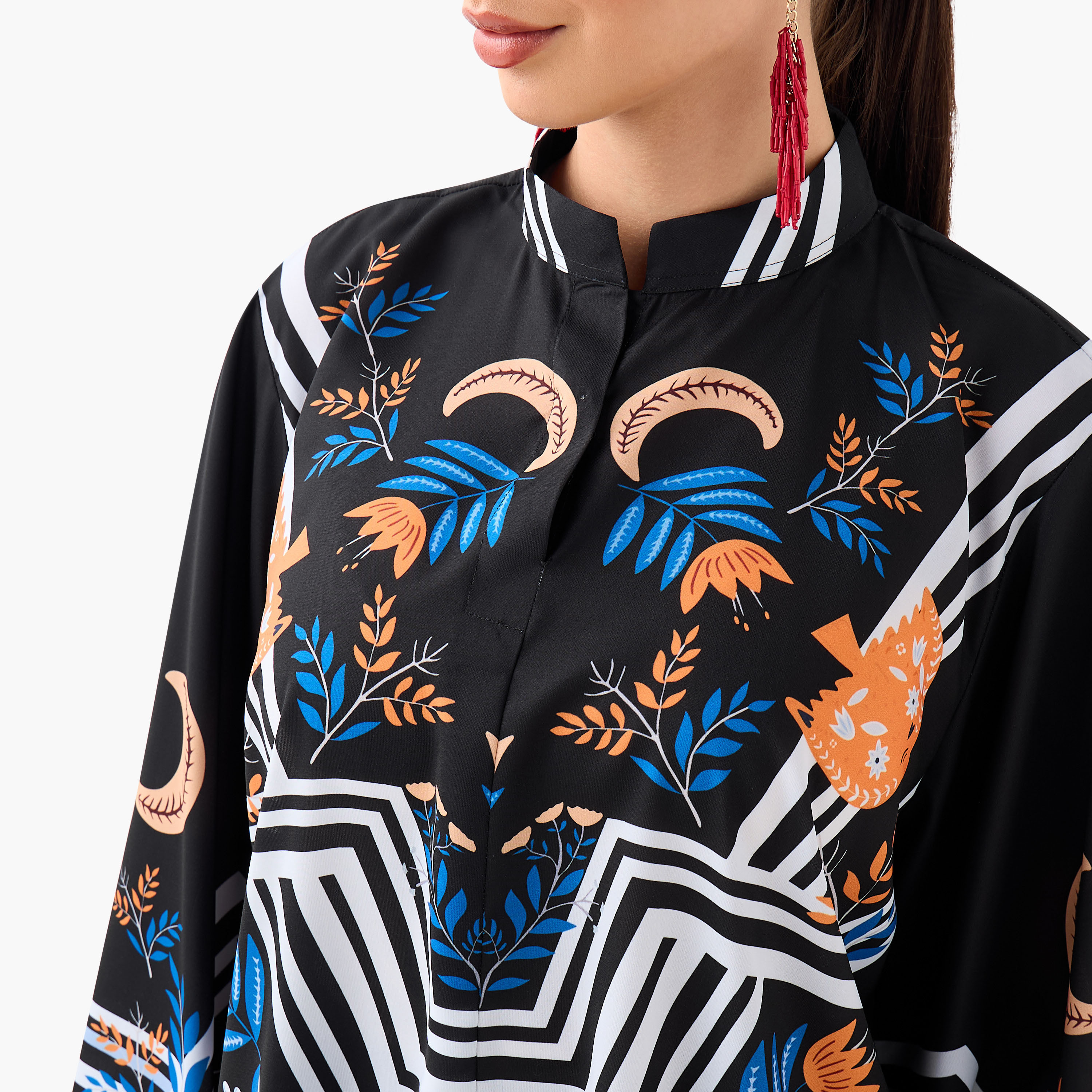 FYOR All-Over Print Mandarin Collar Top and Culottes Set-women-clothing-coordsets-image-5