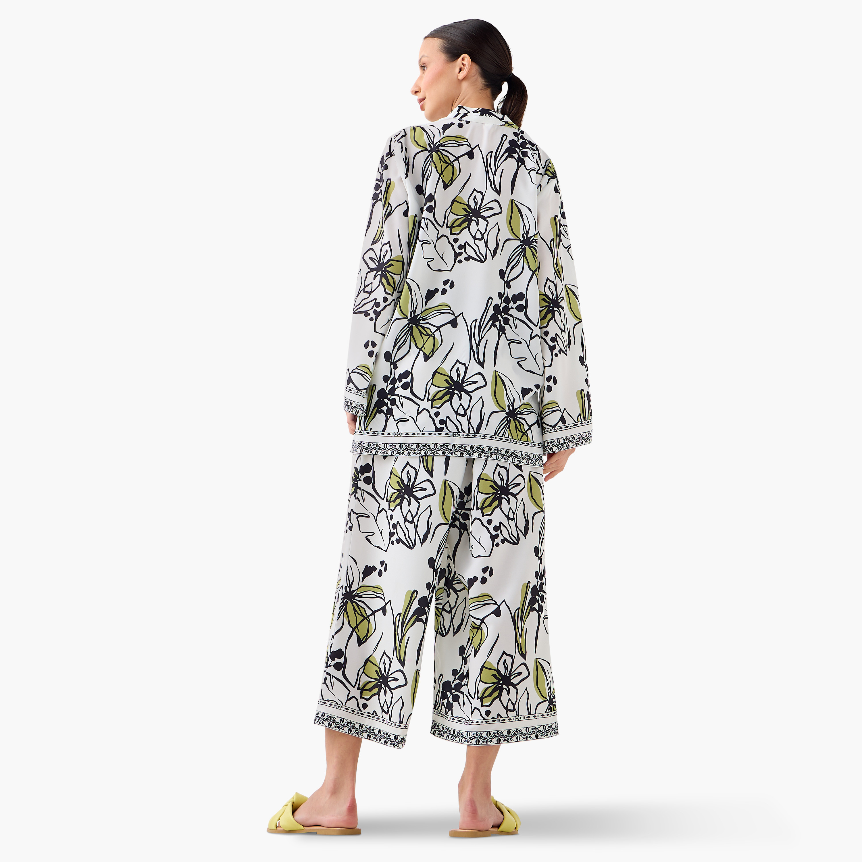 FYOR All-Over Floral Print Mandarin Collar Top and Culottes Set-women-clothing-coordsets-image-2