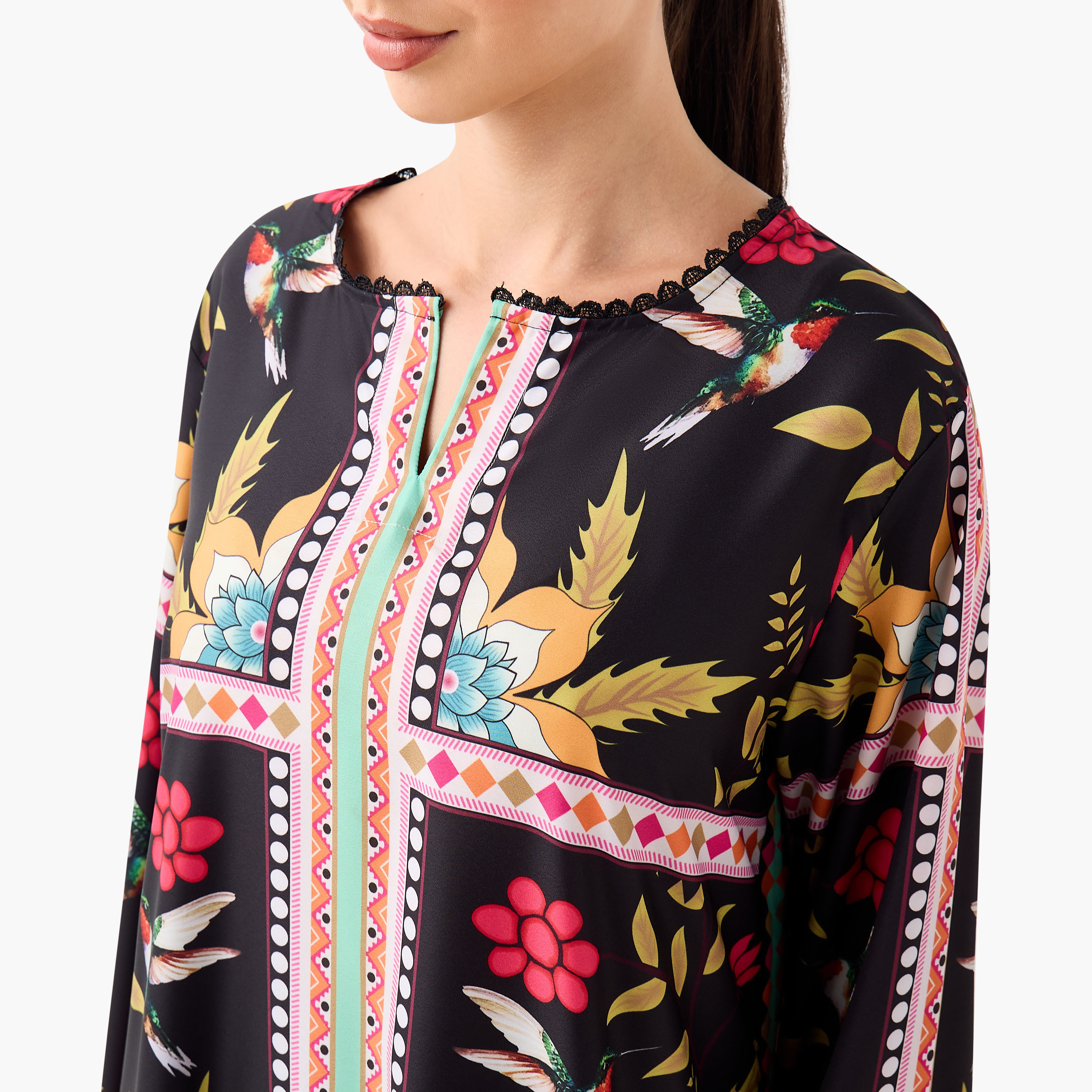 طقم تونيك طويل وبنطلون بطبعات كاملة من فيور-women-clothing-coordsets-image-5