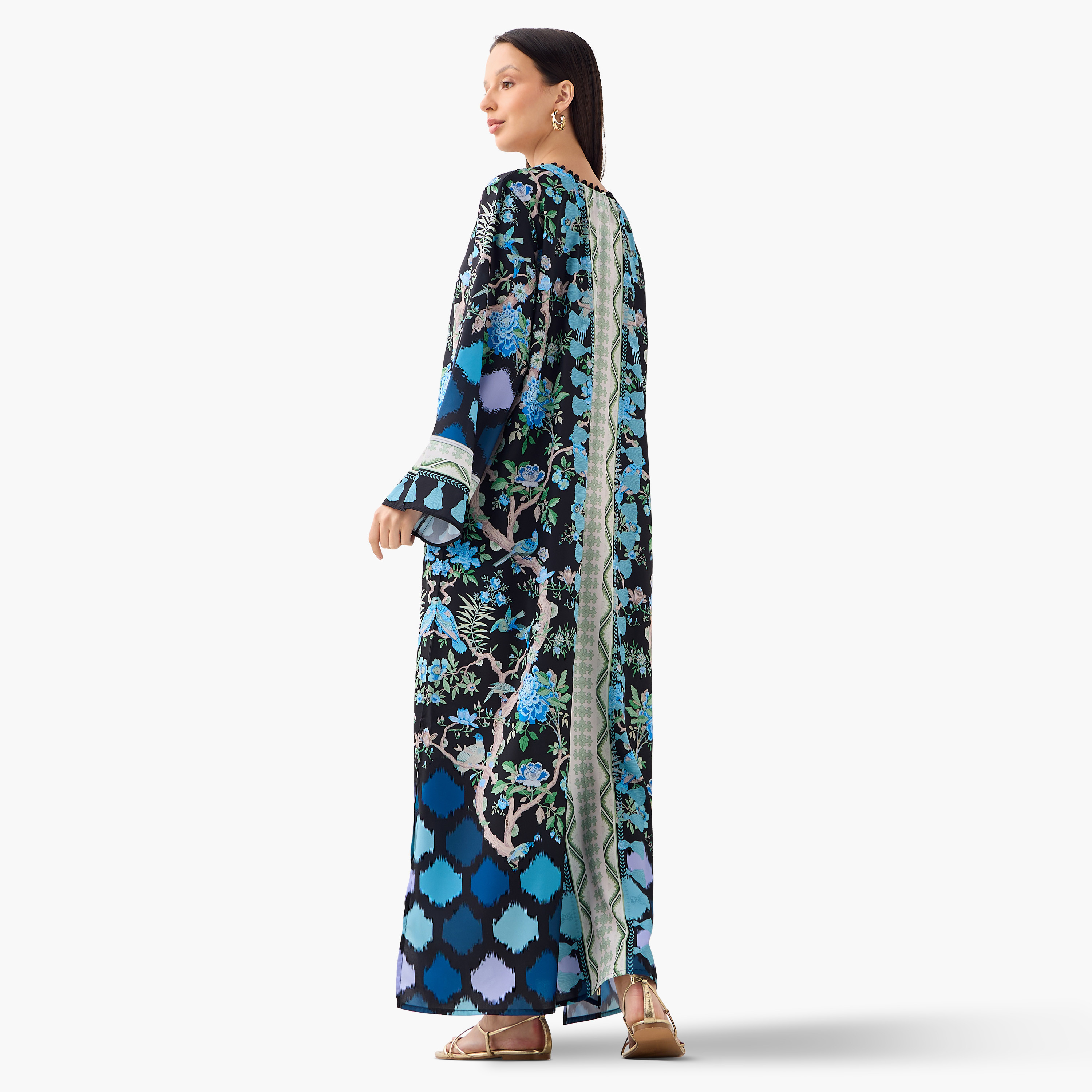 FYOR All-Over Botanical Print Dress with Tie-Ups and Long Sleeves-women-clothing-dresses-image-3