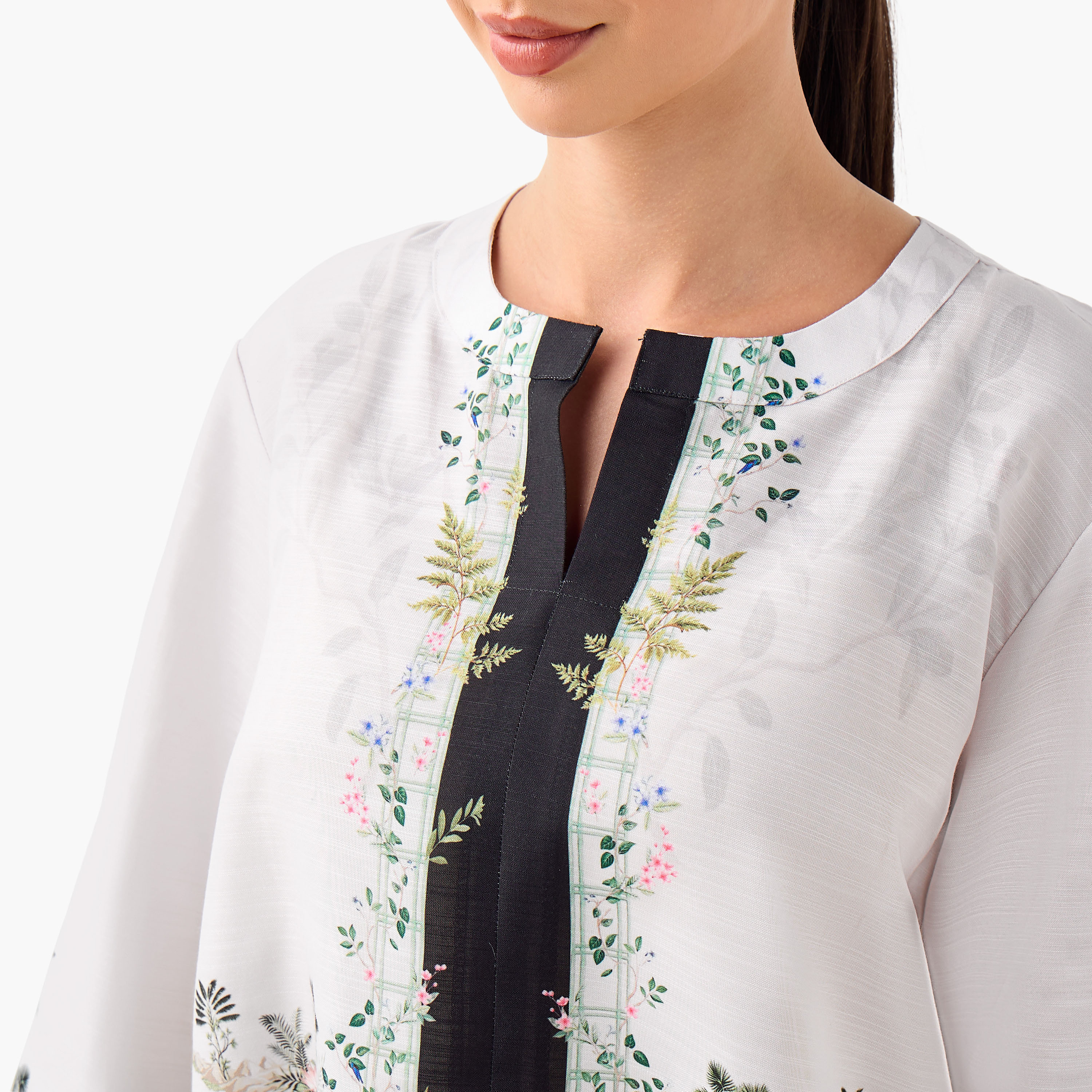 FYOR All-Over Print Split Neck Top and Culottes Set-women-clothing-coordsets-image-5