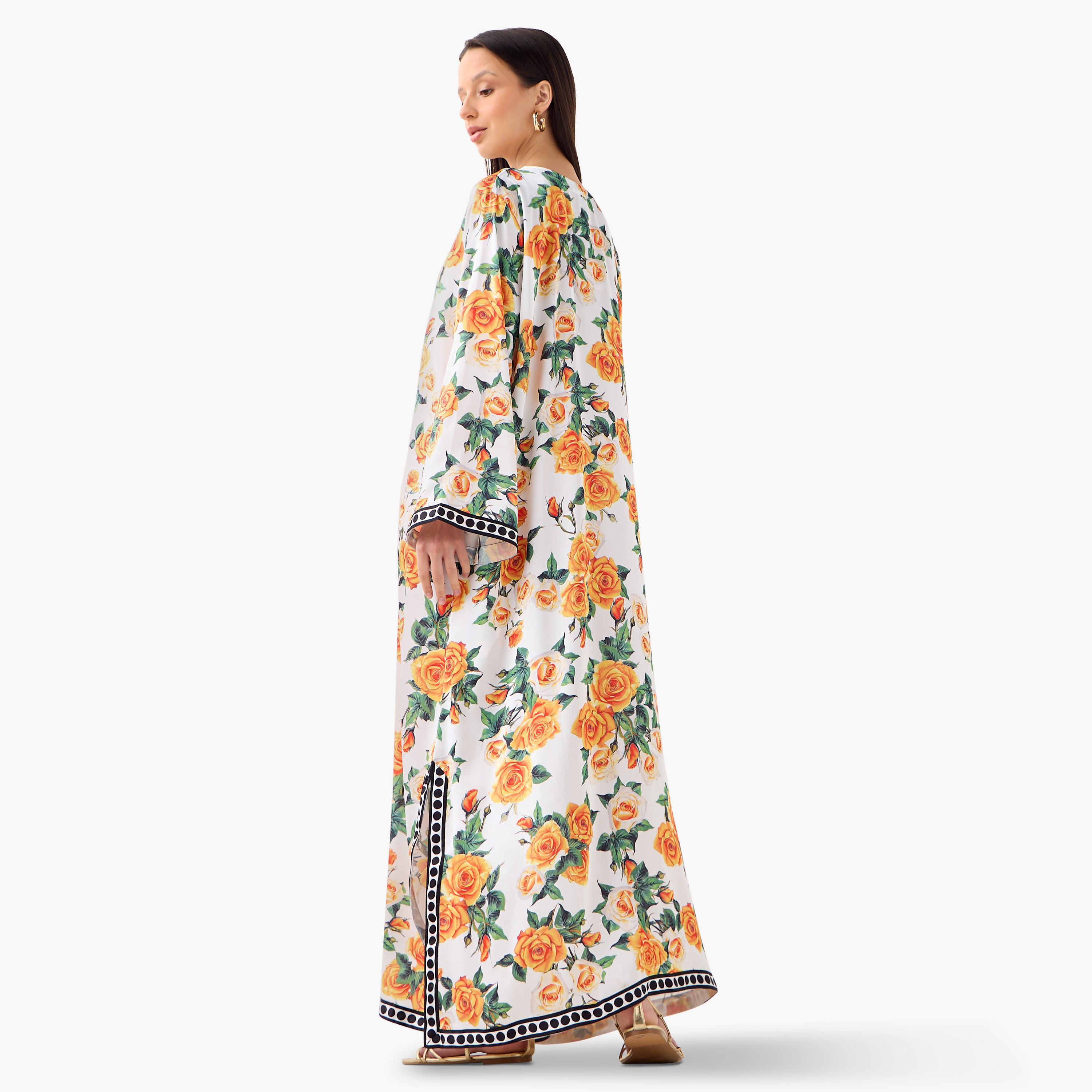 فستان بياقة مشقوقة وأكمام طويلة وفتحة وطبعات زهرية من فيور-women-clothing-dresses-image-3