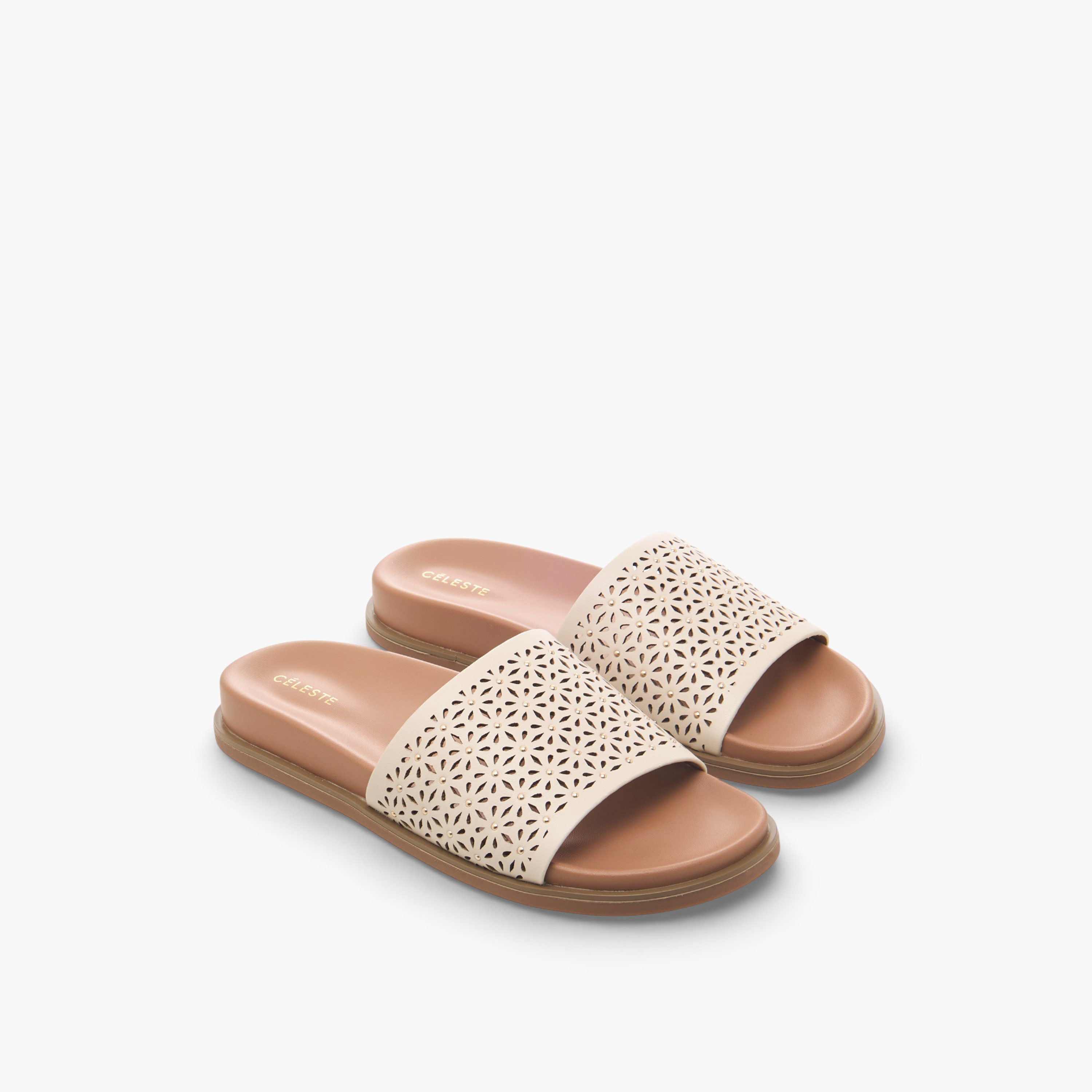 Celeste Women Laser Cut Textured Flat Sandals-women-shoes-flats-sandals-image-1