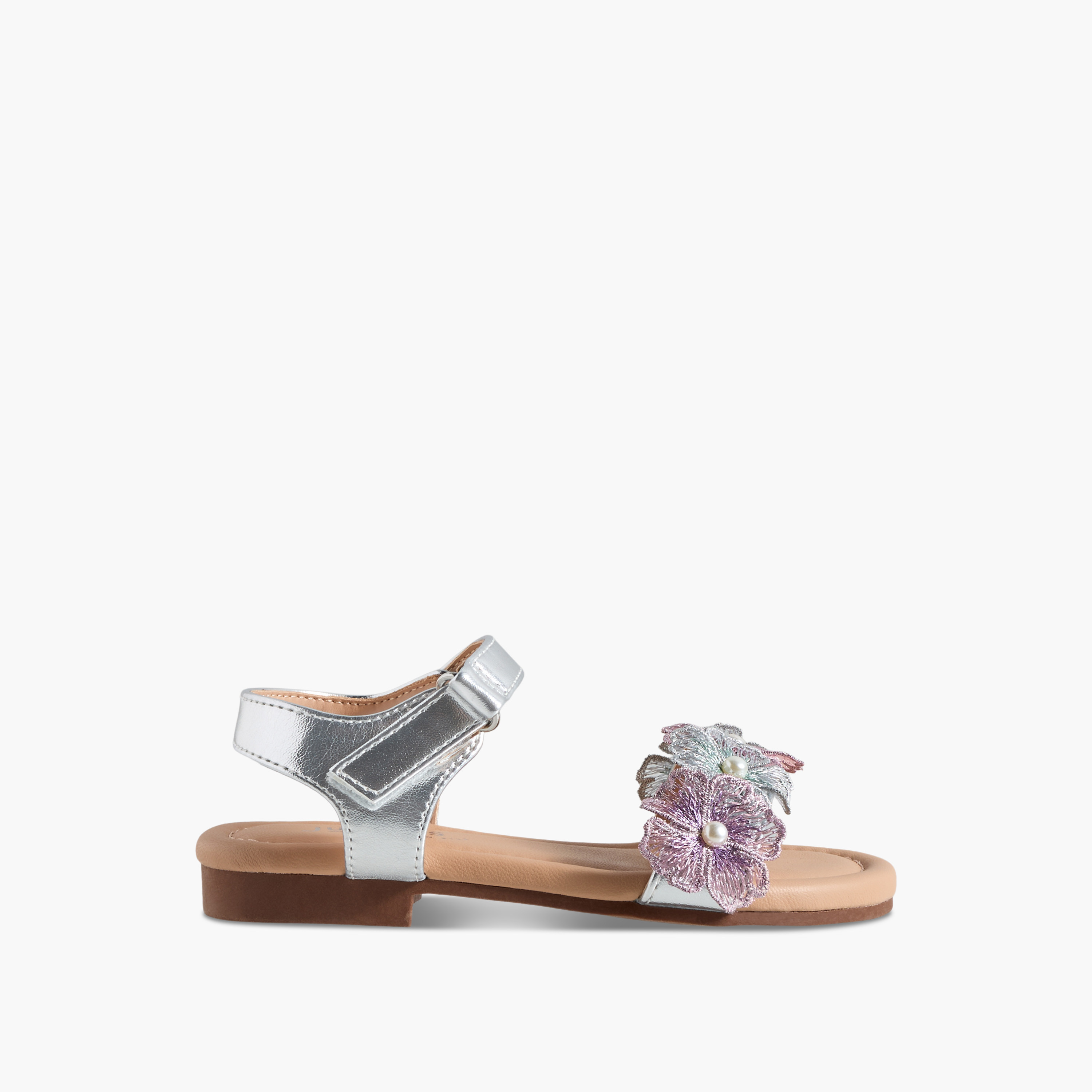 صندل مزين بالزهور بشريط إغلاق لاصق للبنات من جونيورز-girls-shoes-sandals-image-2