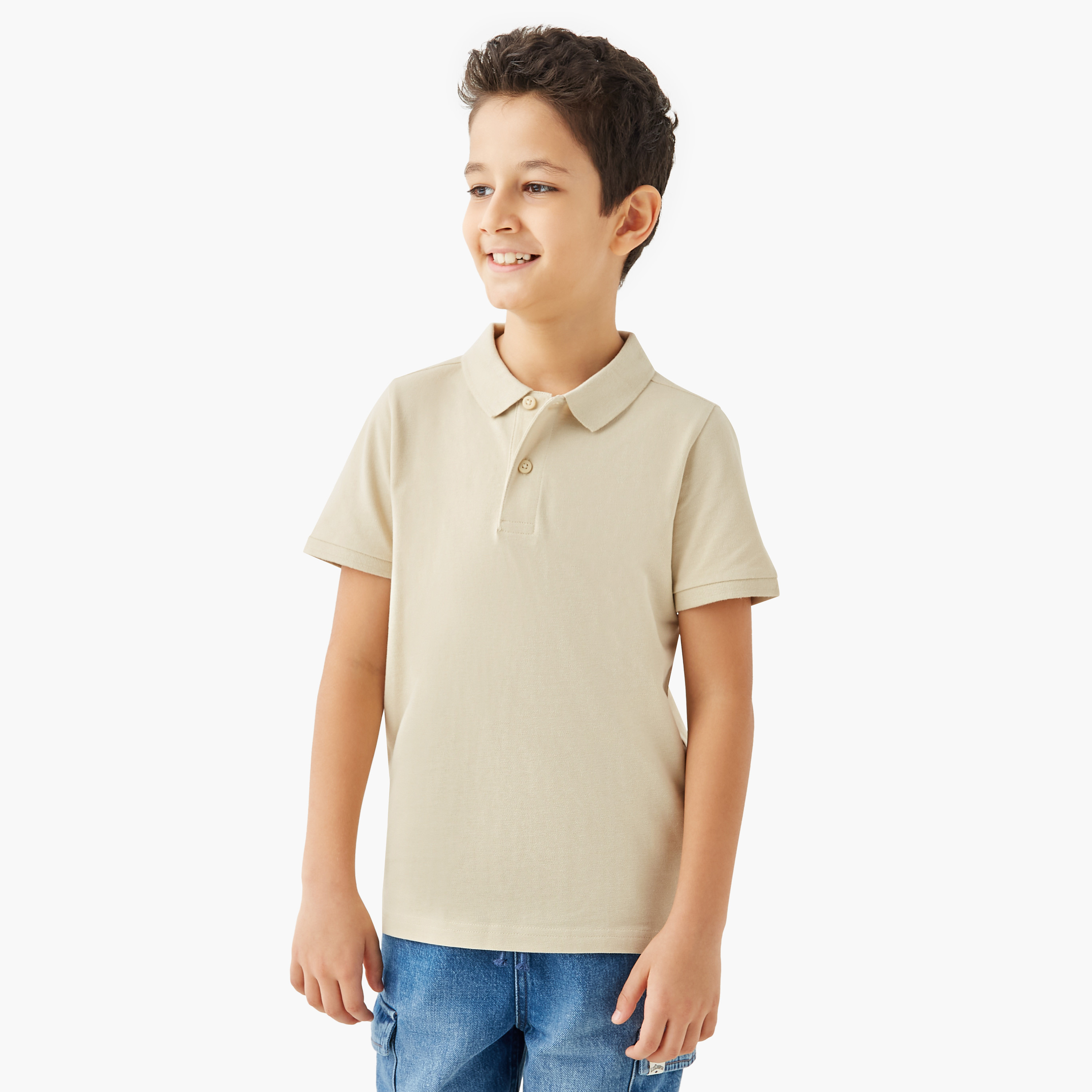 Juniors Collared Short Sleeves Polo T-shirt with Button Placket-boys-clothing-tshirtsandpolos-image-1