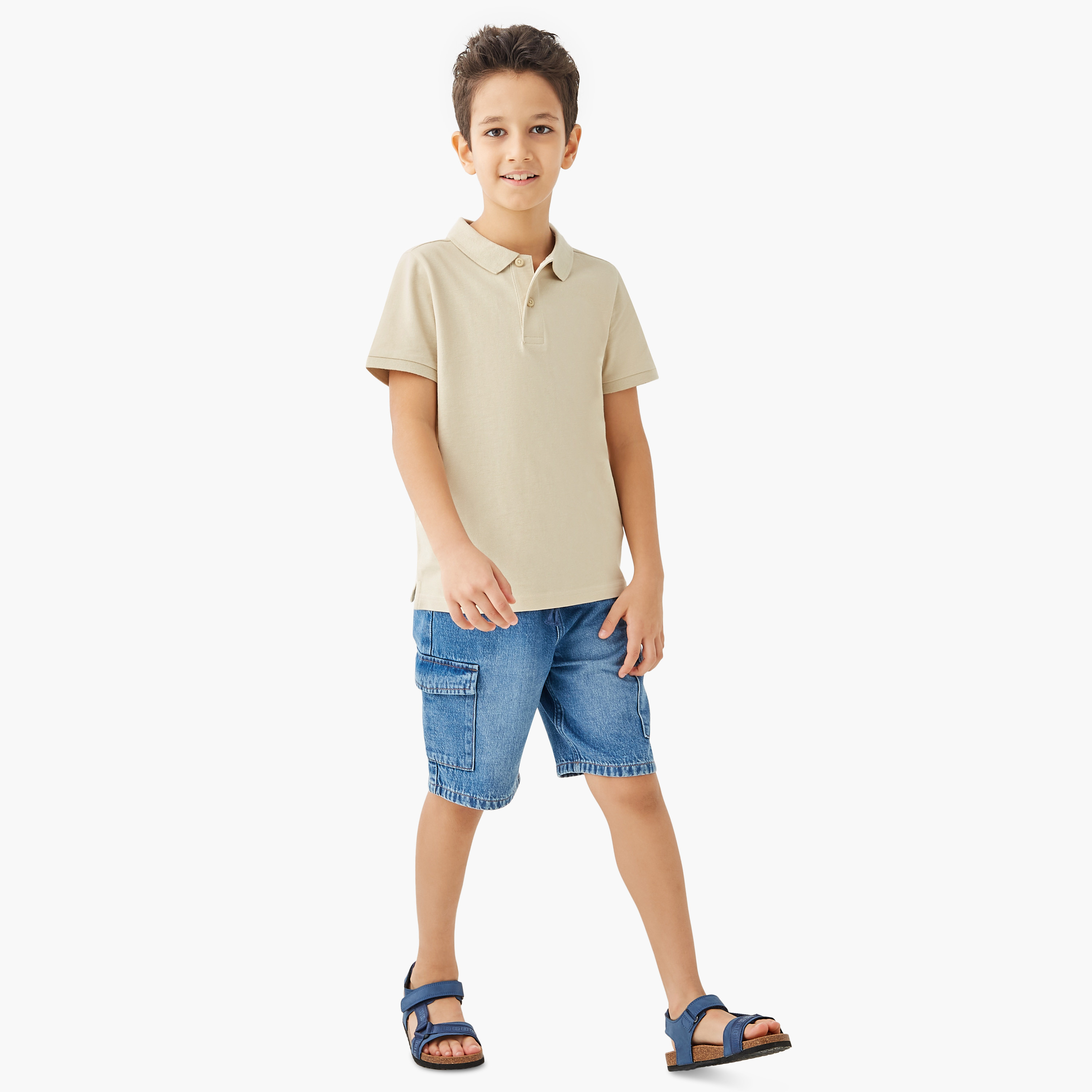 Juniors Collared Short Sleeves Polo T-shirt with Button Placket-boys-clothing-tshirtsandpolos-image-2