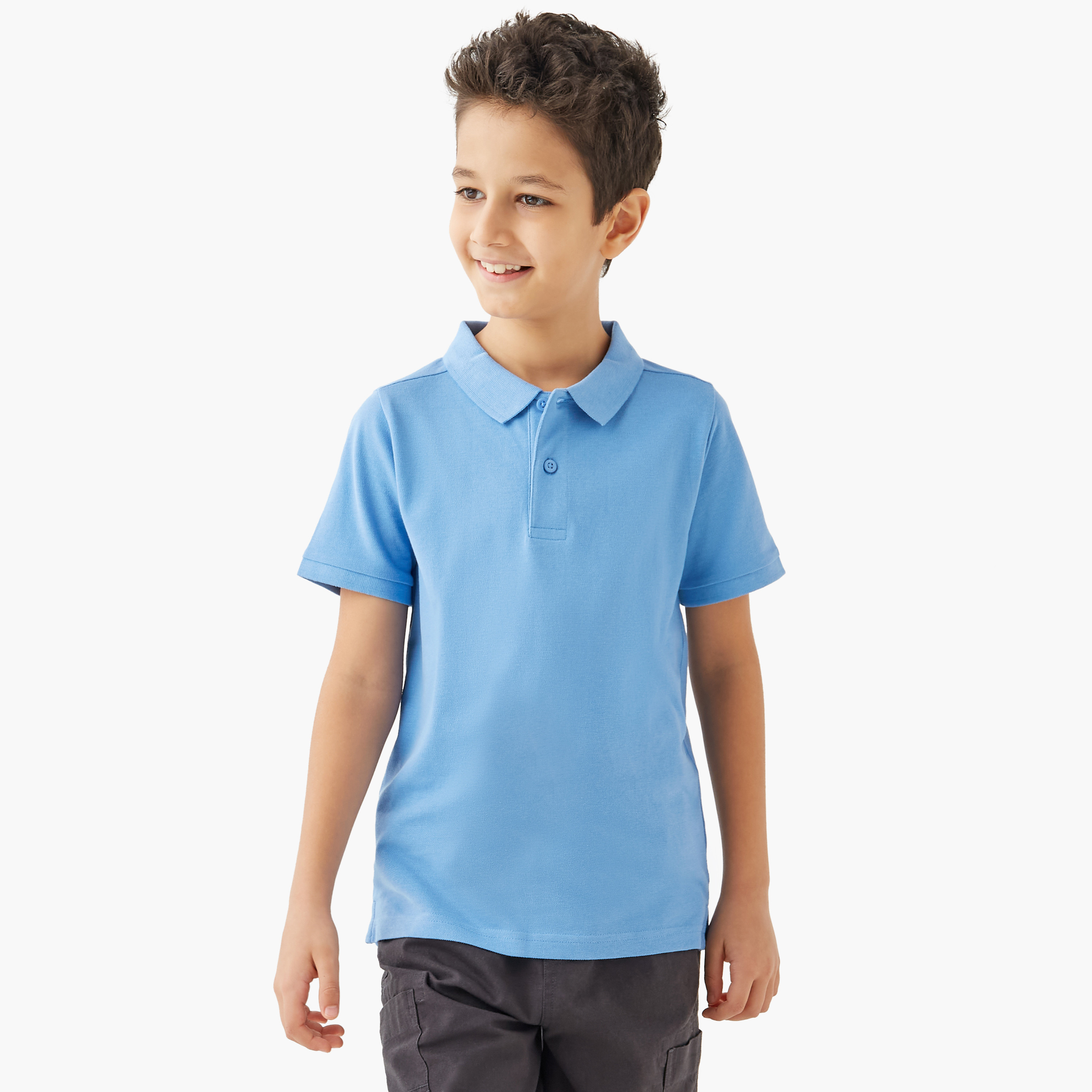 Juniors Collared Short Sleeves Polo T-shirt with Button Placket-boys-clothing-tshirtsandpolos-image-1