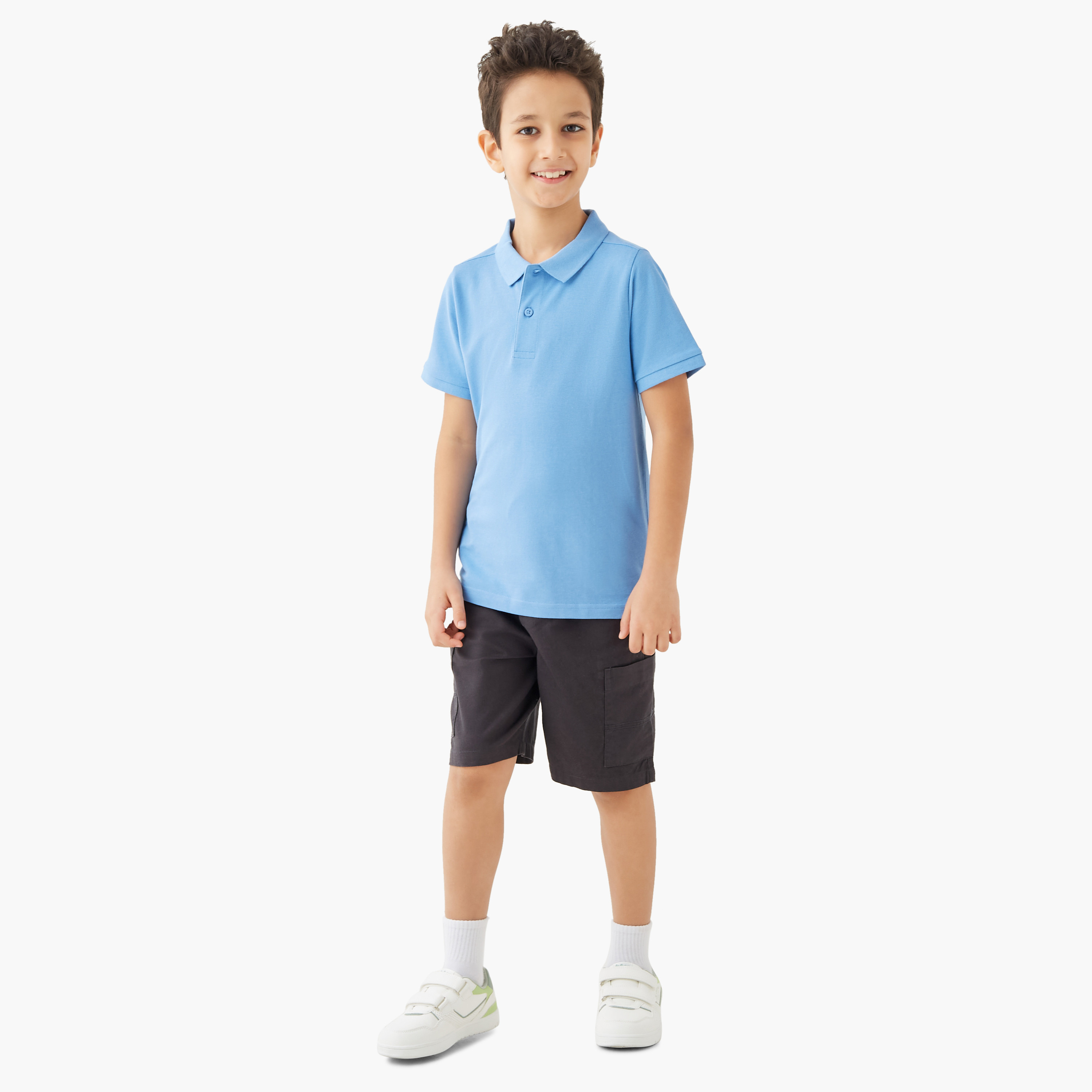 Juniors Collared Short Sleeves Polo T-shirt with Button Placket-boys-clothing-tshirtsandpolos-image-2