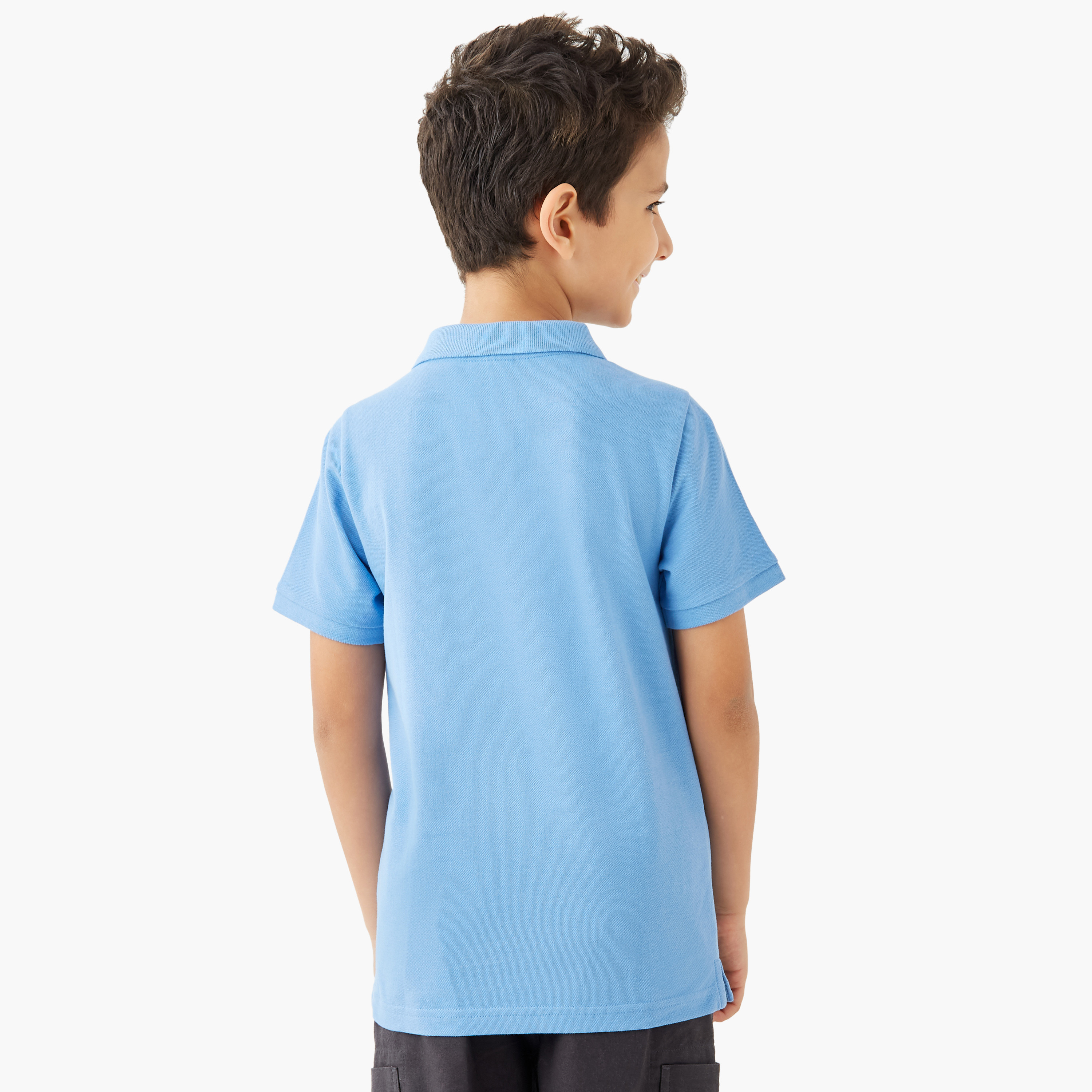 Juniors Collared Short Sleeves Polo T-shirt with Button Placket-boys-clothing-tshirtsandpolos-image-3